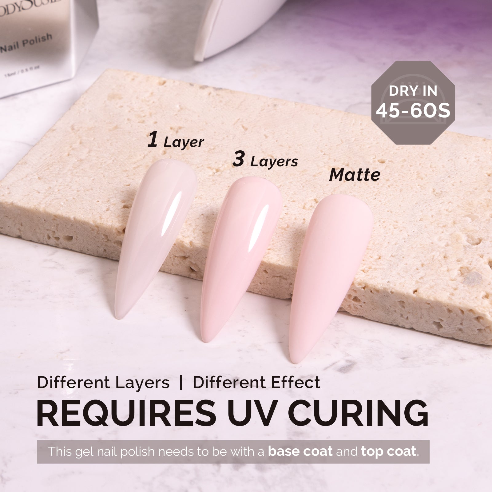 A2602 Baby Pink - TPO-Free Faster UV Curing Gel Nail Polish(15ml) - 图片3