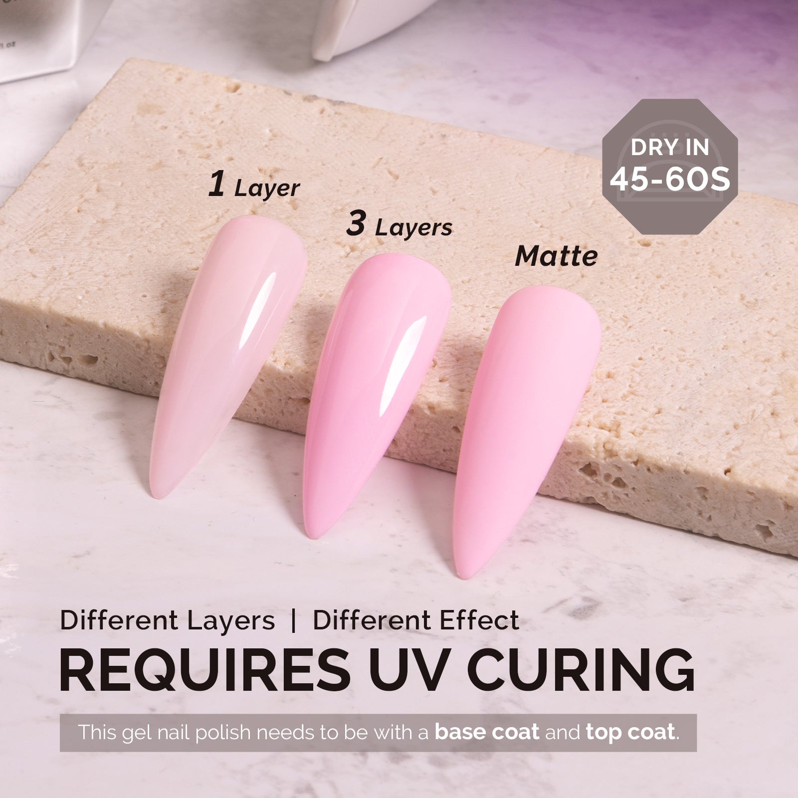 A2604 Bright Pink - TPO-Free Faster UV Curing Gel Nail Polish(15ml) - 图片3