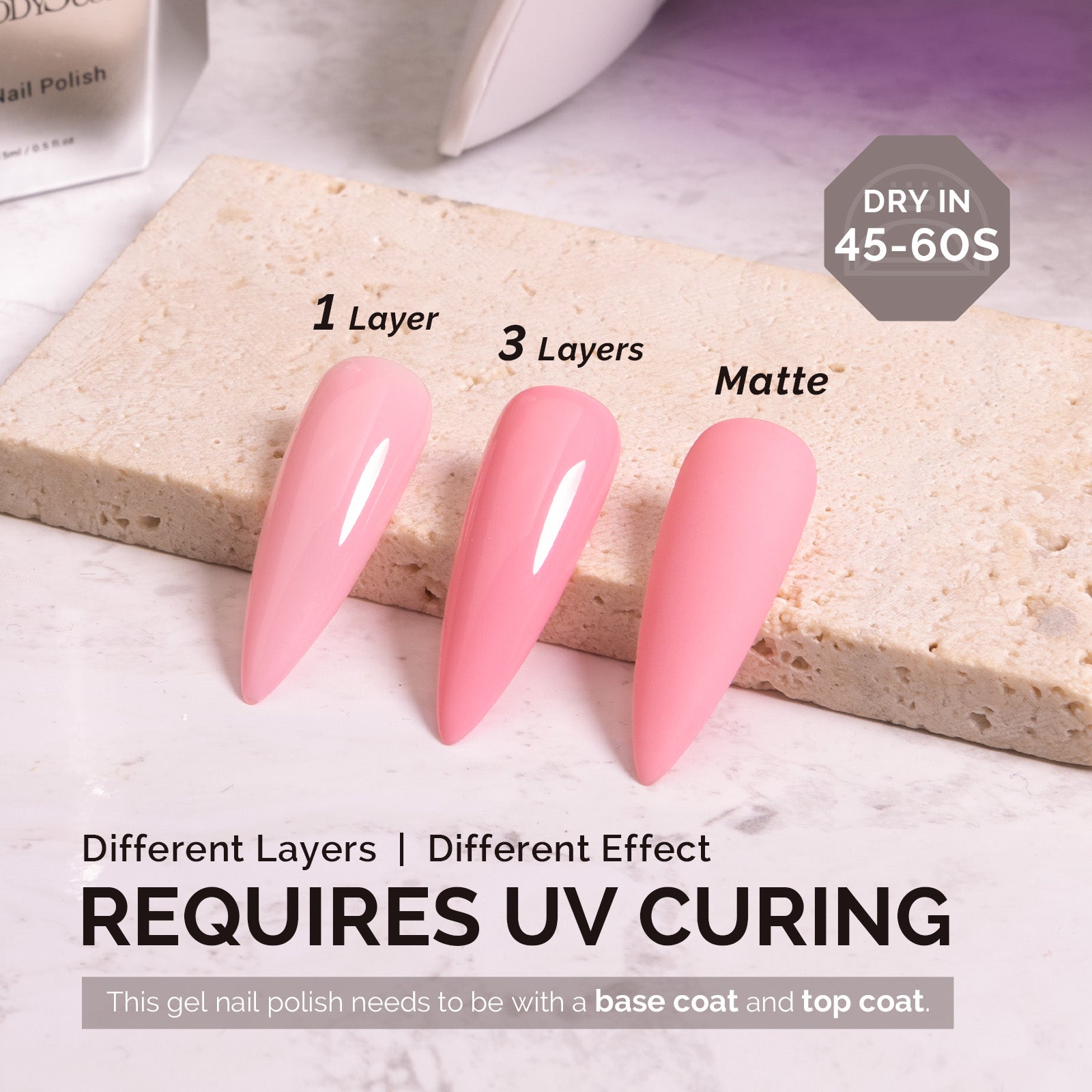 A2609 Light Baby Pink - TPO-Free Faster UV Curing Gel Nail Polish(15ml) - 图片3