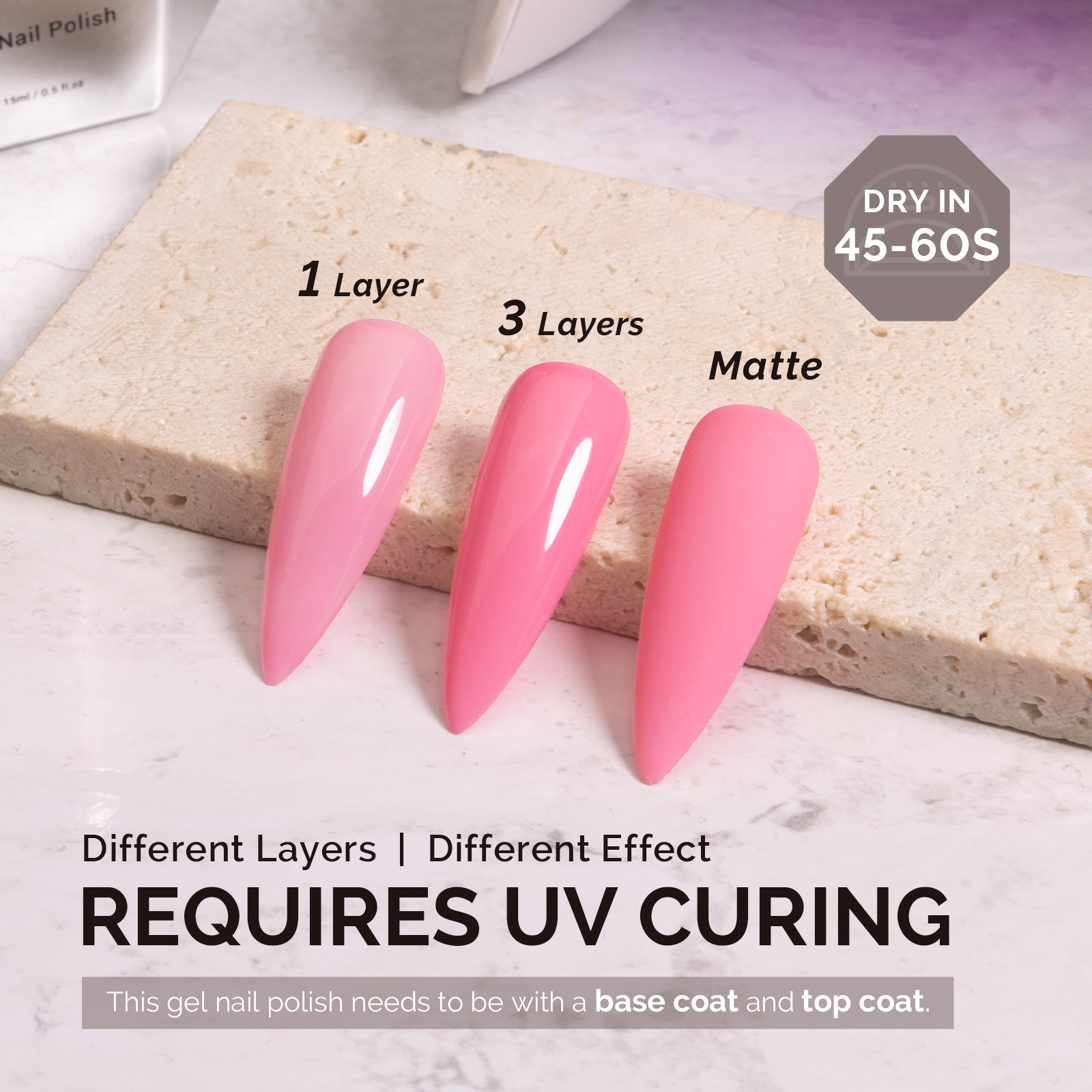 A2610 Deep Carnation - TPO-Free Faster UV Curing Gel Nail Polish(15ml) - 图片3