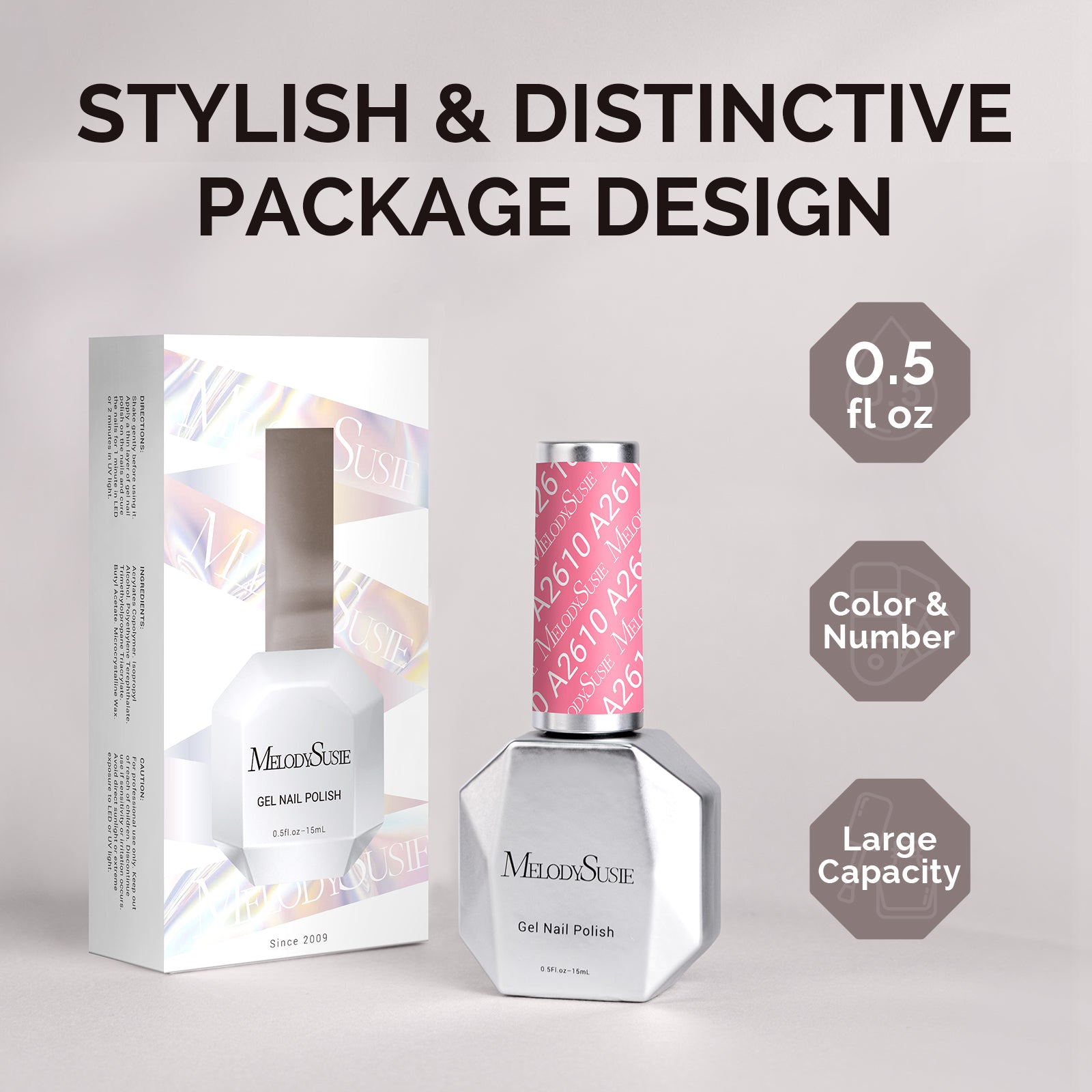 A2610 Deep Carnation - TPO-Free Faster UV Curing Gel Nail Polish(15ml) - 图片6