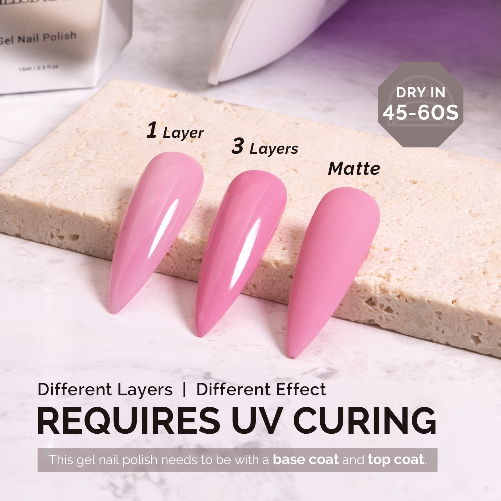 A2611 Tropical Rose - TPO-Free Faster UV Curing Gel Nail Polish(15ml) - 图片3