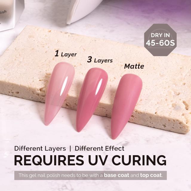 A2612 Jelly Pink - TPO-Free Faster UV Curing Gel Nail Polish(15ml)