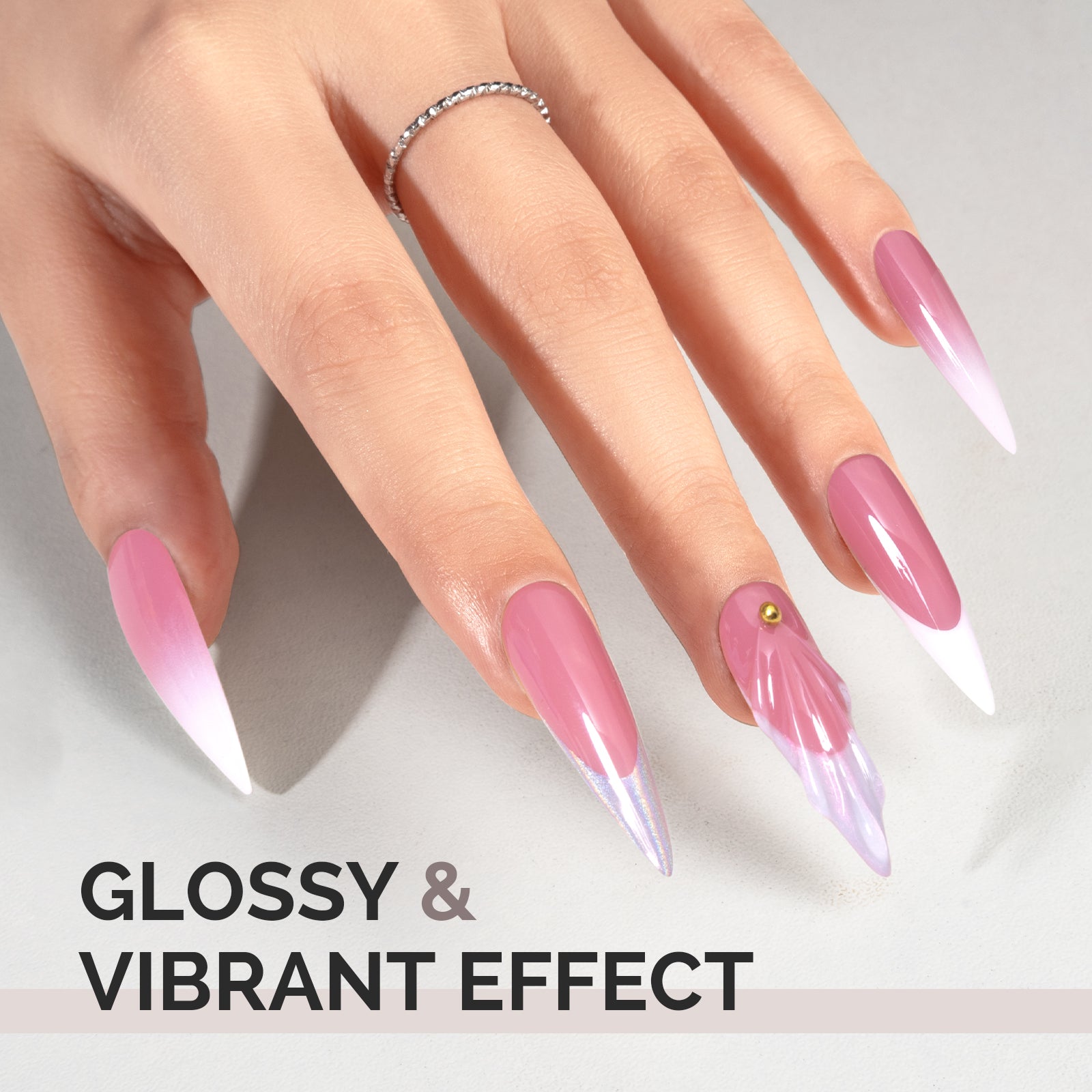 A2612 Jelly Pink - TPO-Free Faster UV Curing Gel Nail Polish(15ml) - 图片5