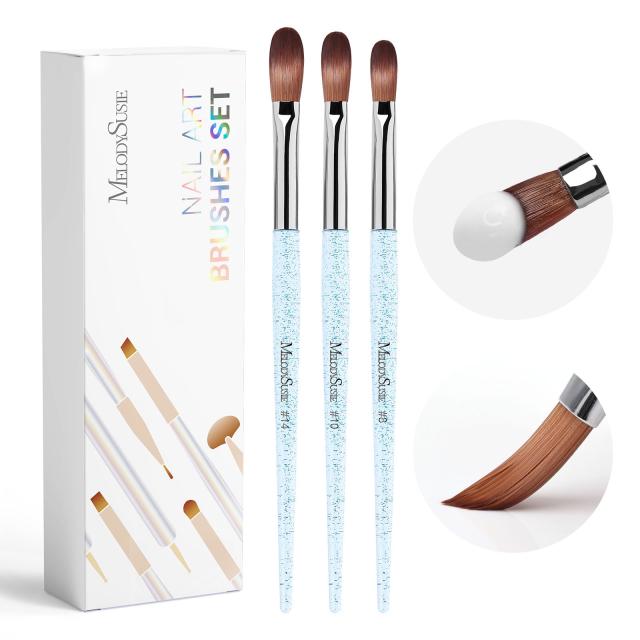 Acrylic Nail Brush Set (3Pcs) - Blue