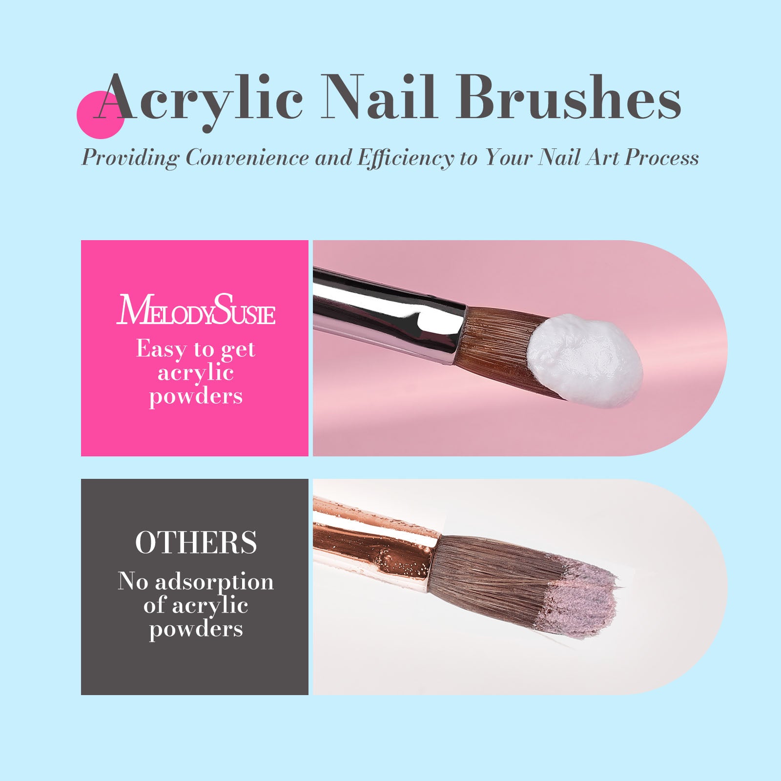 Acrylic Nail Brush Set (3Pcs) - Blue - 图片3