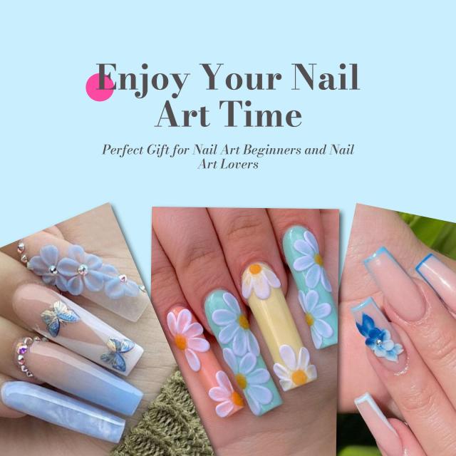 Acrylic Nail Brush Set (3Pcs) - Blue