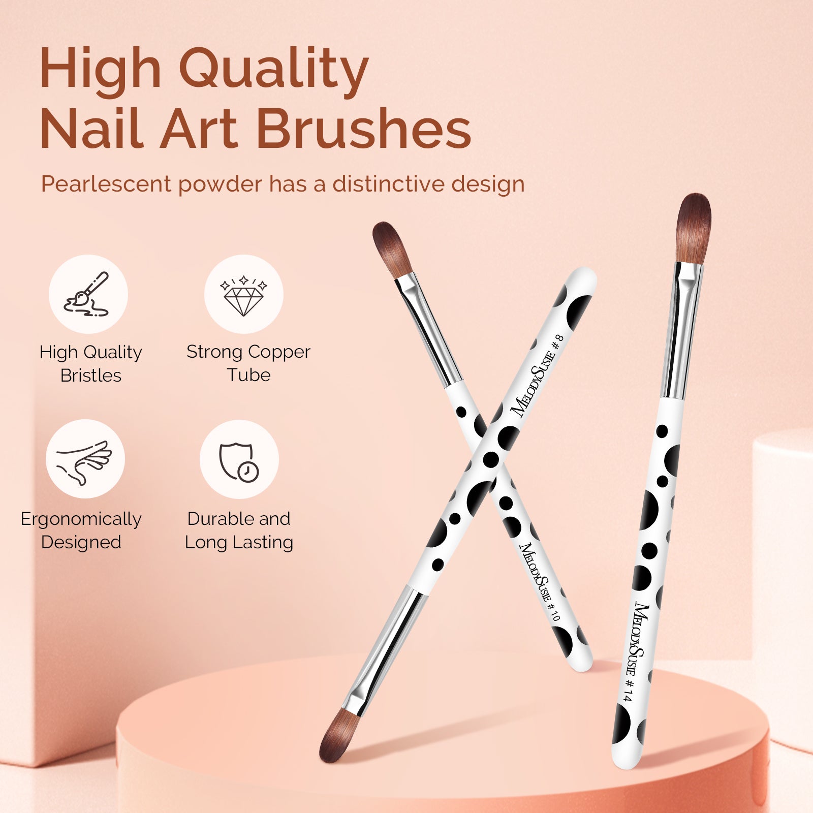 Acrylic Nail Brush Set 3Pcs - White - 图片2
