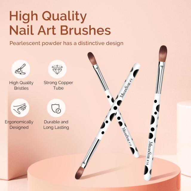 Acrylic Nail Brush Set 3Pcs - White