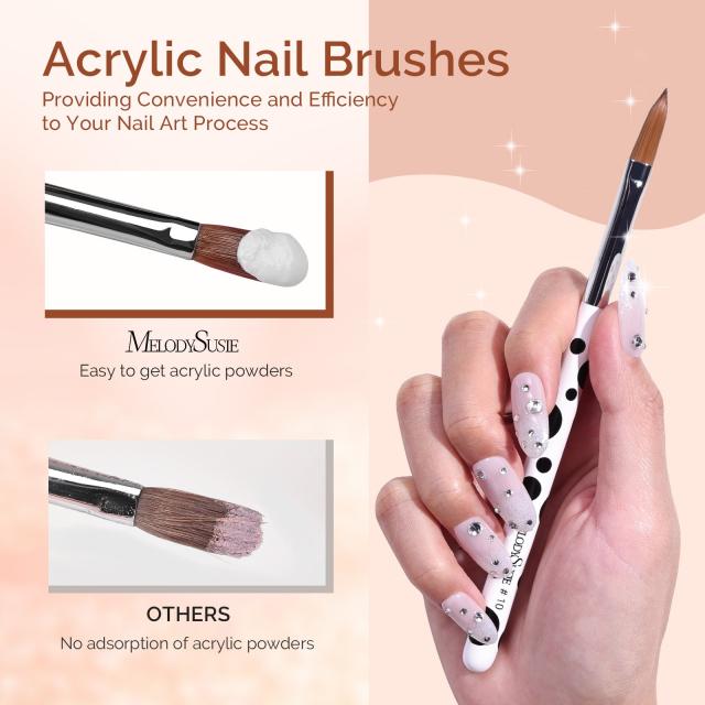 Acrylic Nail Brush Set 3Pcs - White