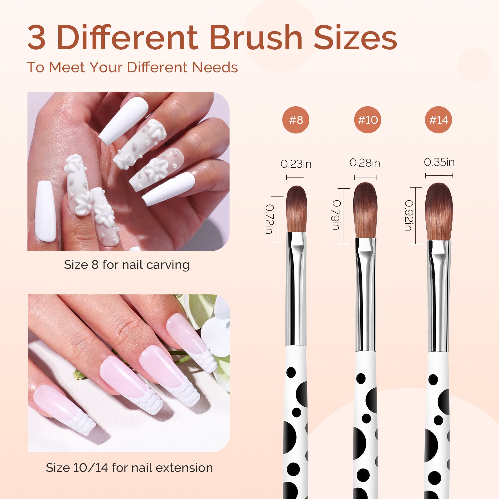 Acrylic Nail Brush Set 3Pcs - White - 图片5