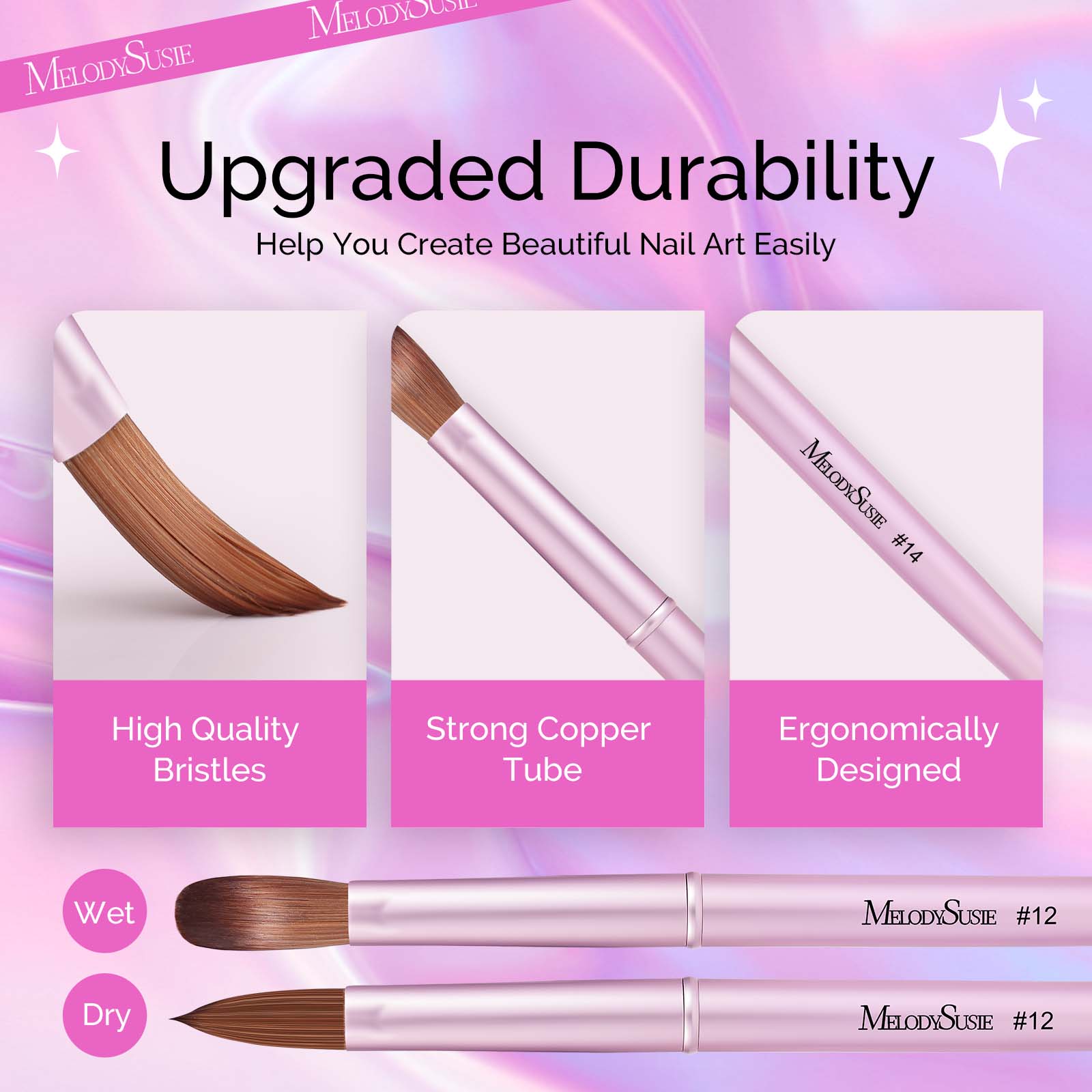 Acrylic Nail Brush Set (4Pcs) - Rose Gold - 图片4