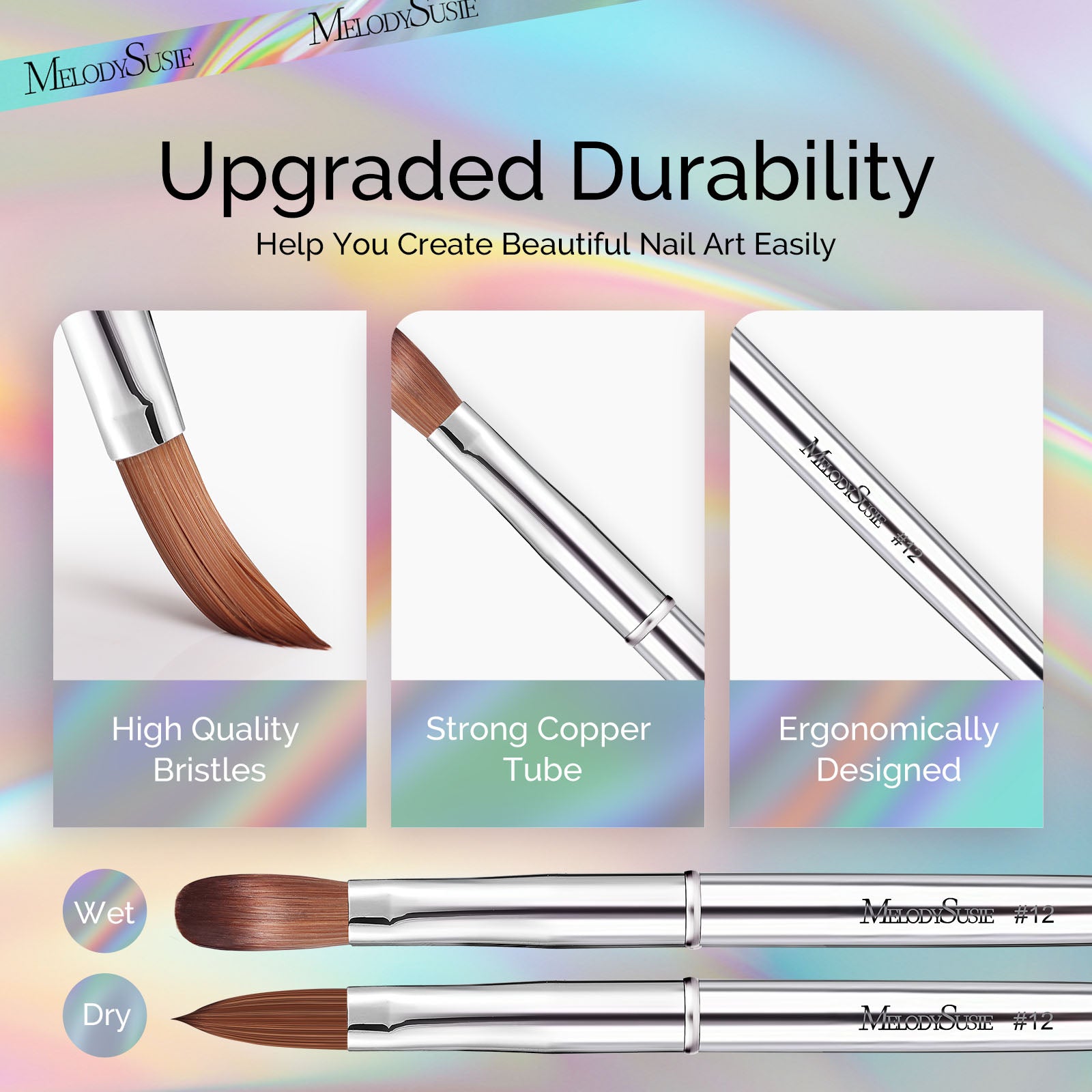 Acrylic Nail Brush Set (4Pcs) - Silver Color - 图片4