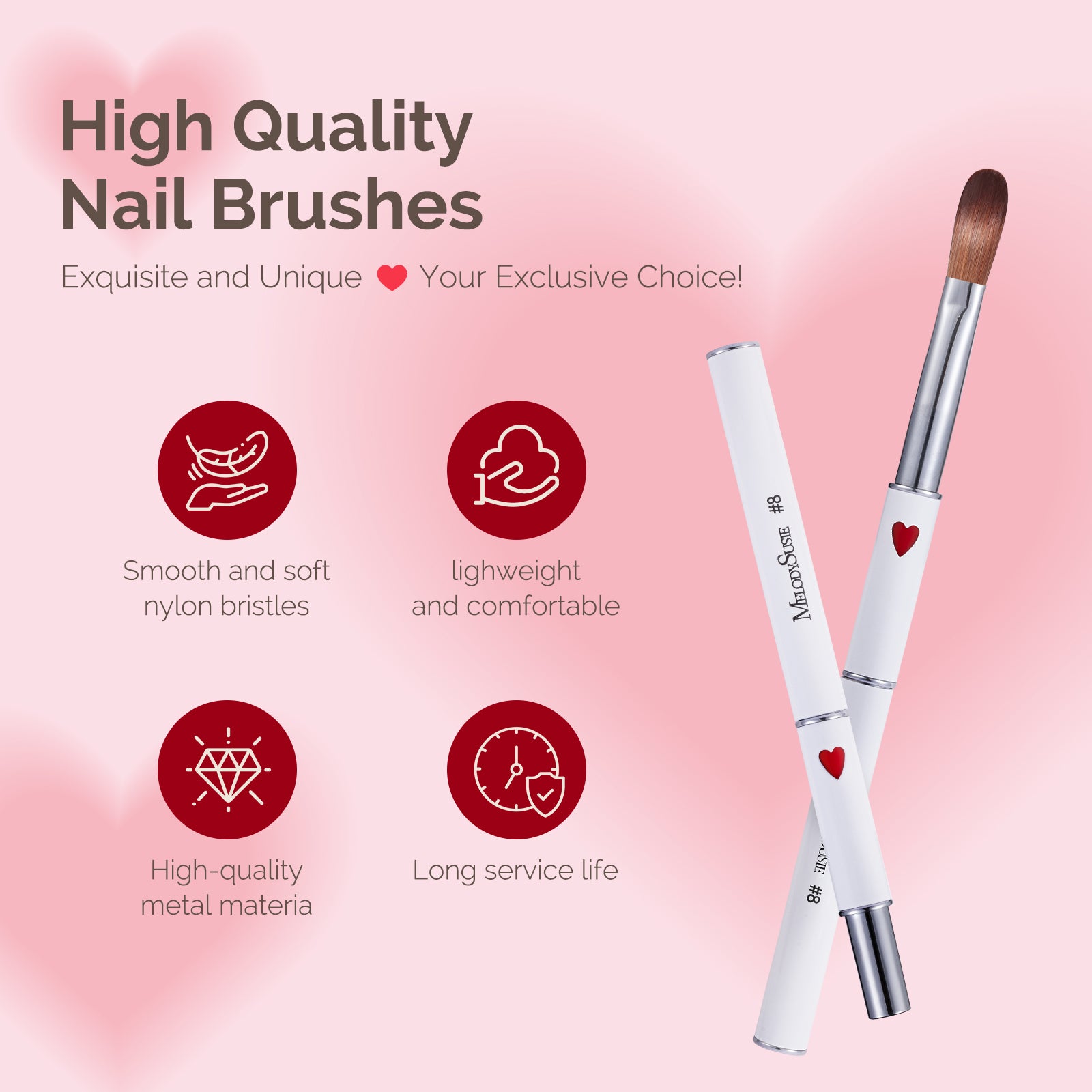 Acrylic Nail Brush Set (4Pcs) - White - 图片2
