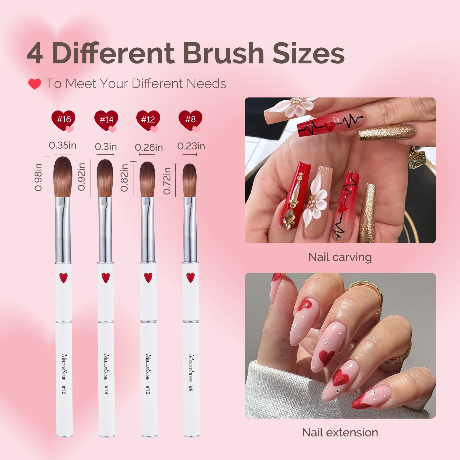 Acrylic Nail Brush Set (4Pcs) - White - 图片4