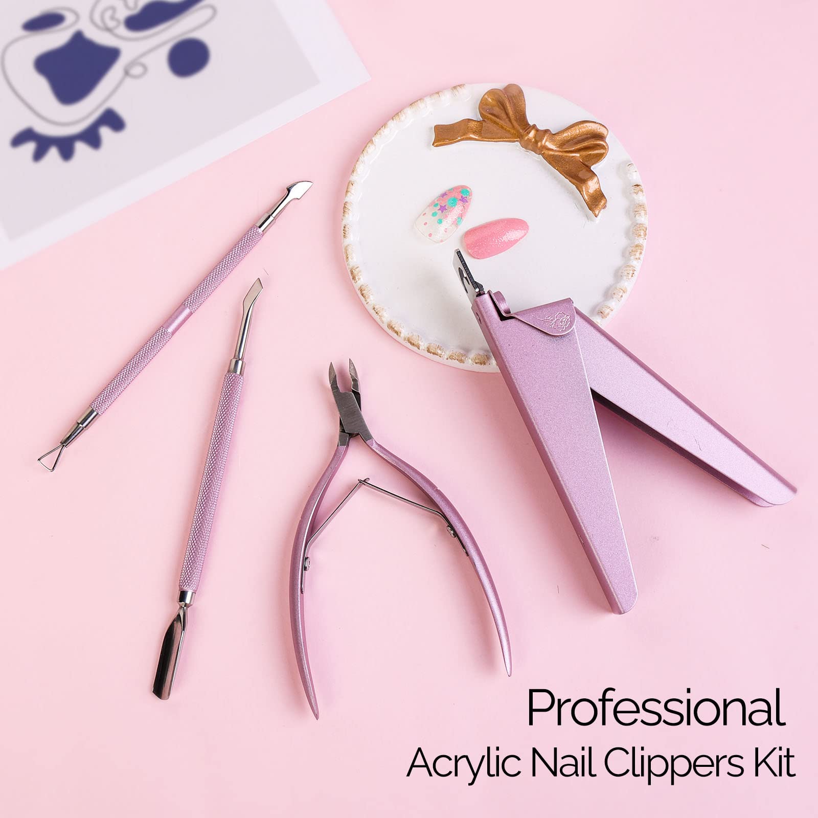Acrylic Nail Clipper 4 in 1 Kit Pink - 图片2