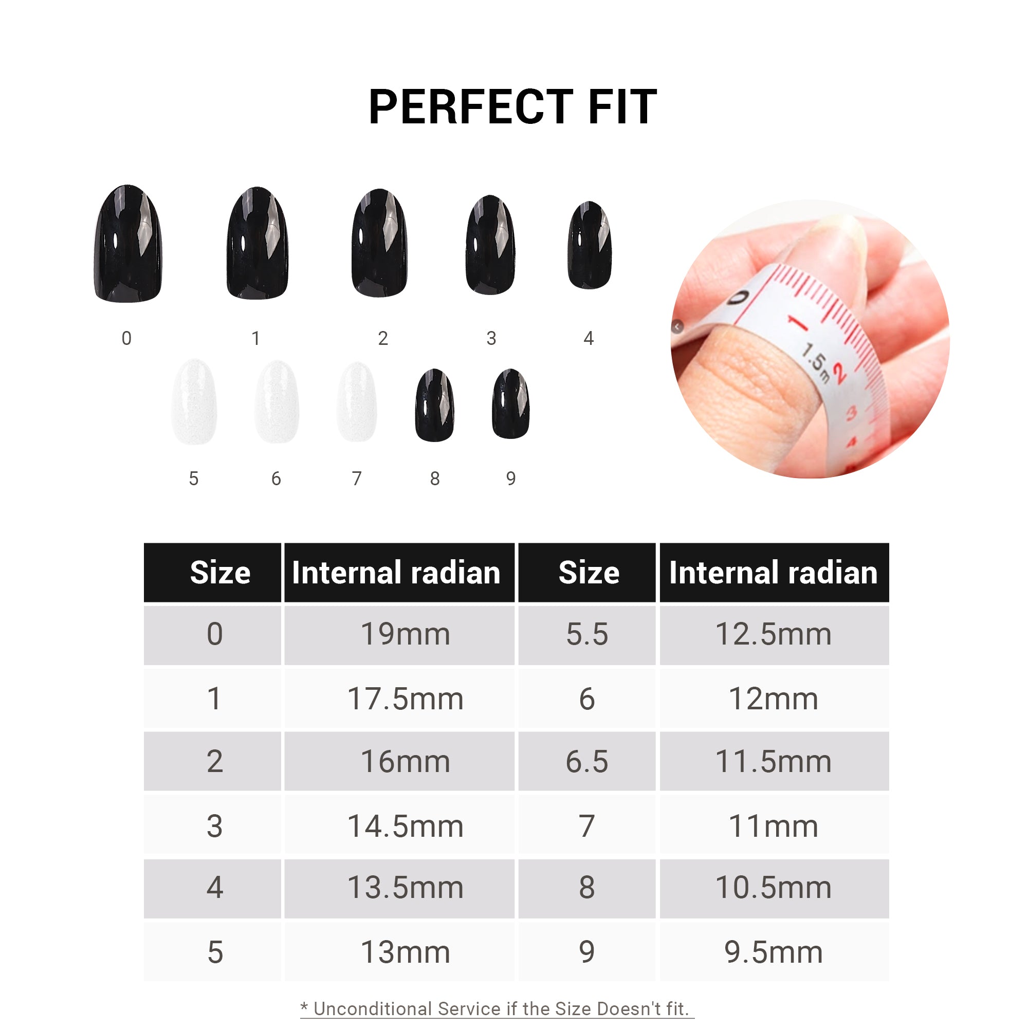 Acrylic Press On Nails - Short Almond Shape Classic Black - 图片3