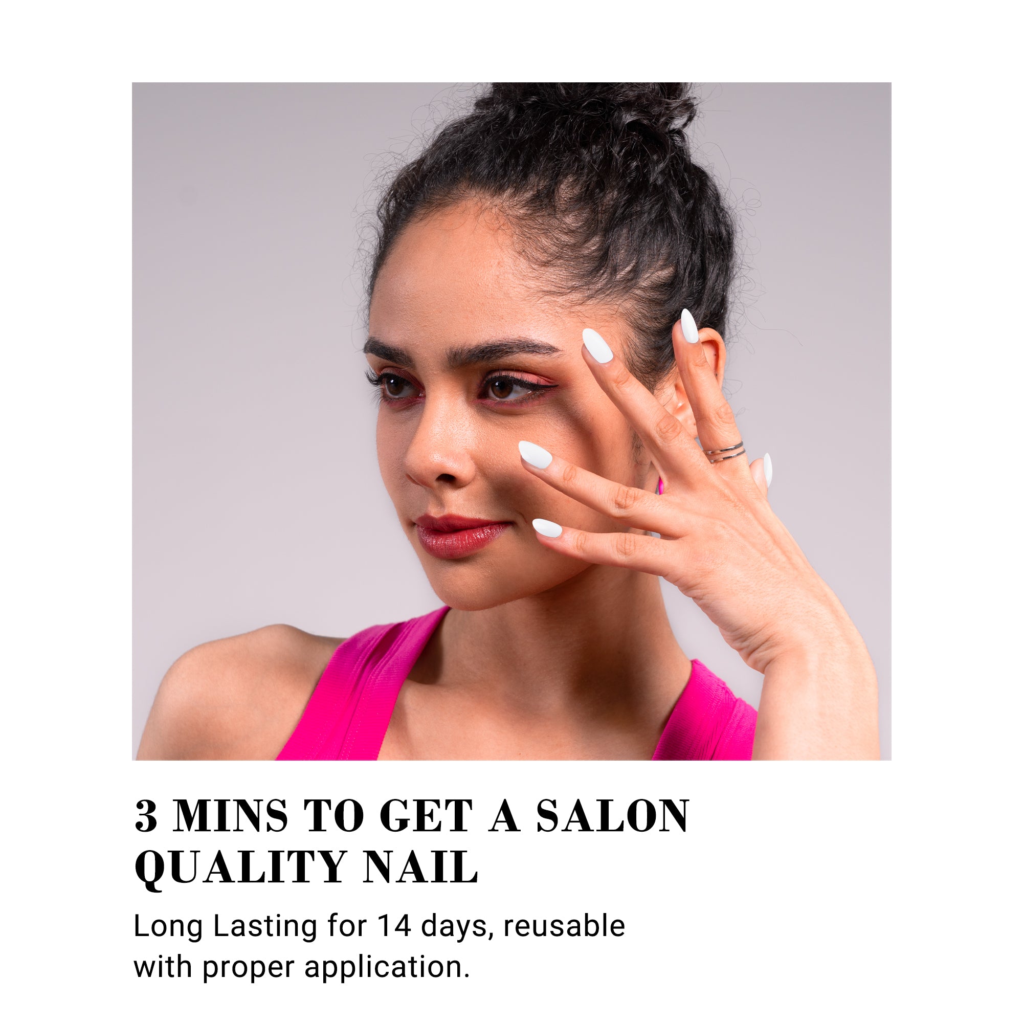 Acrylic Press On Nails - Short Almond Shape Classic White - 图片2