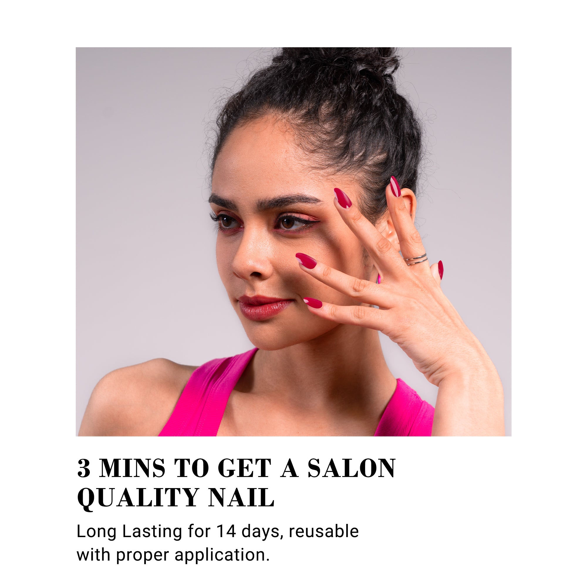 Acrylic Press On Nails - Short Almond Shape Elegant Red - 图片2