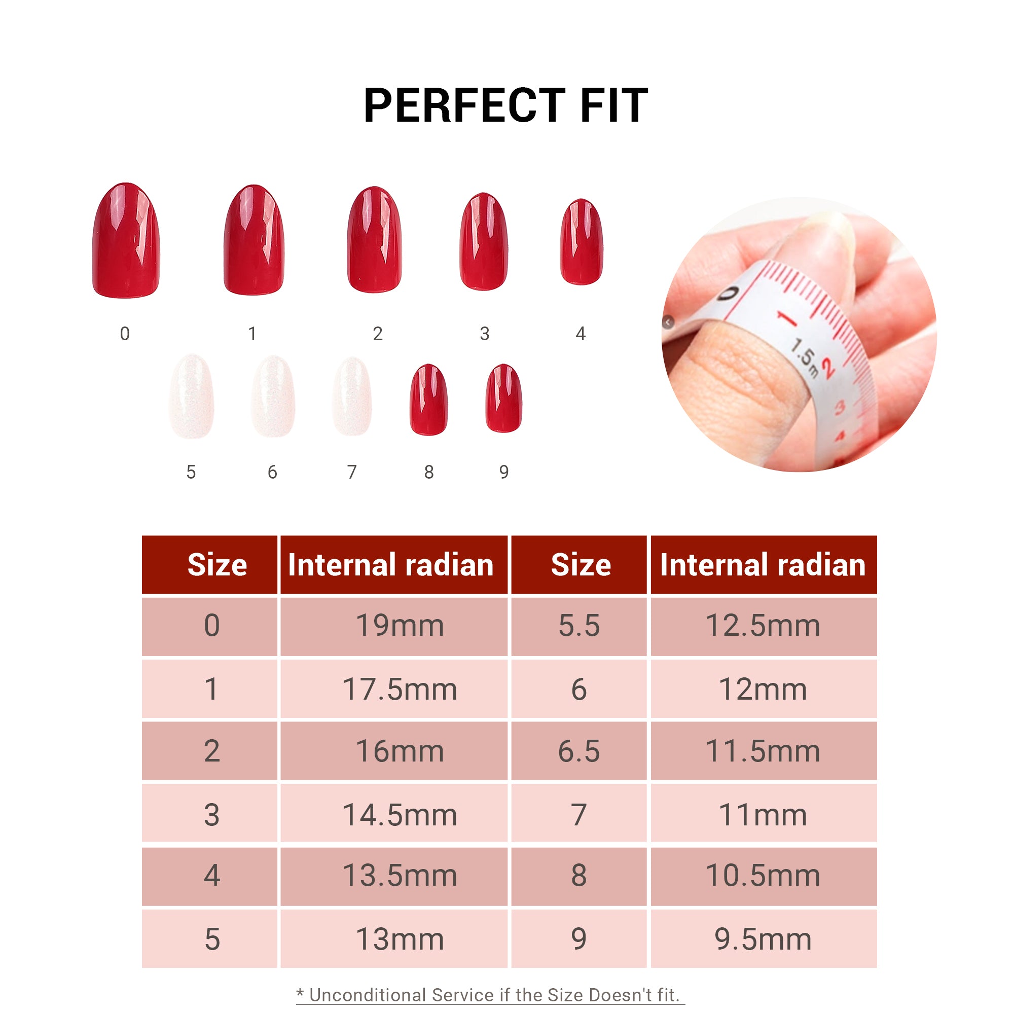 Acrylic Press On Nails - Short Almond Shape Elegant Red - 图片4