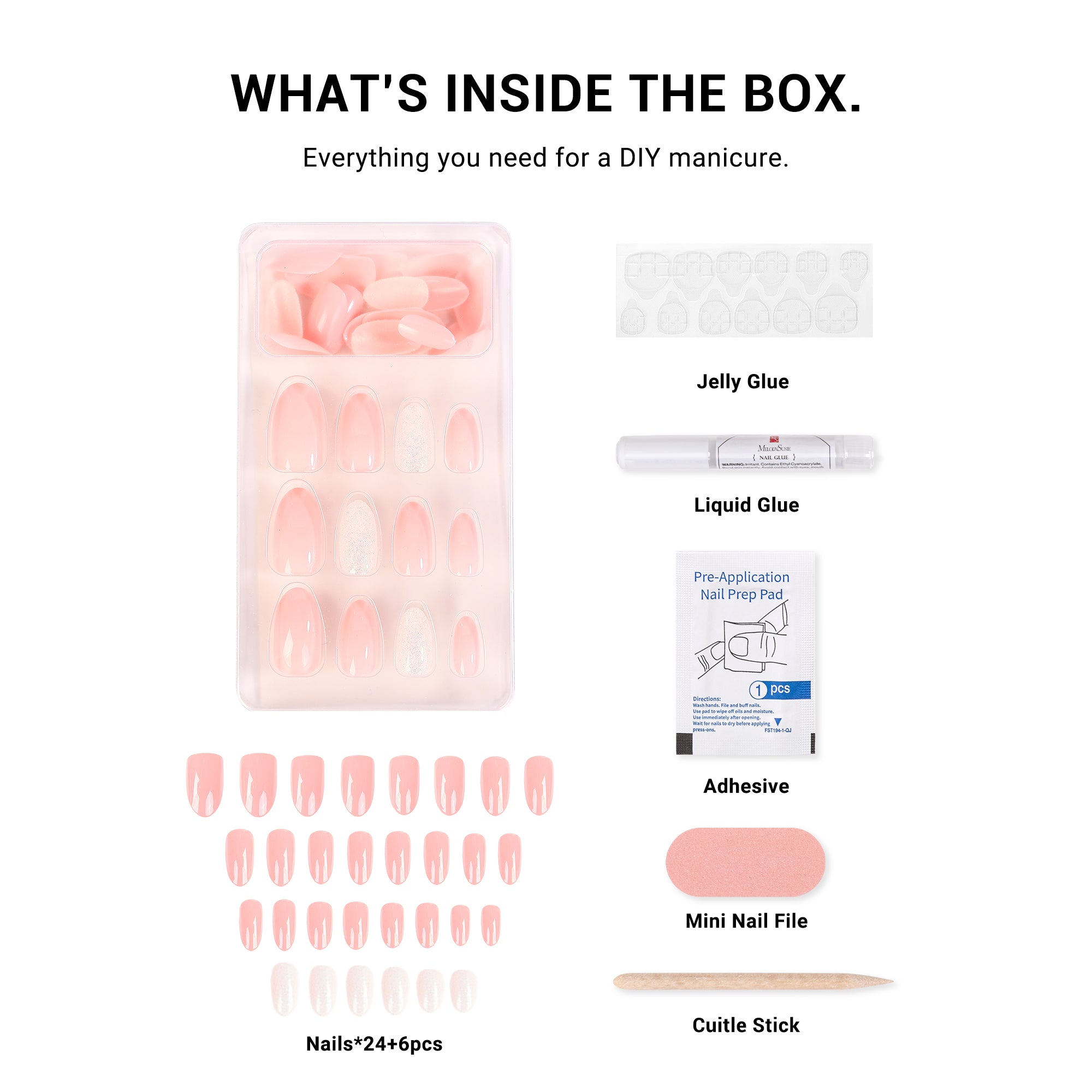 Acrylic Press On Nails - Short Almond Shape Fantasy Pink - 图片6