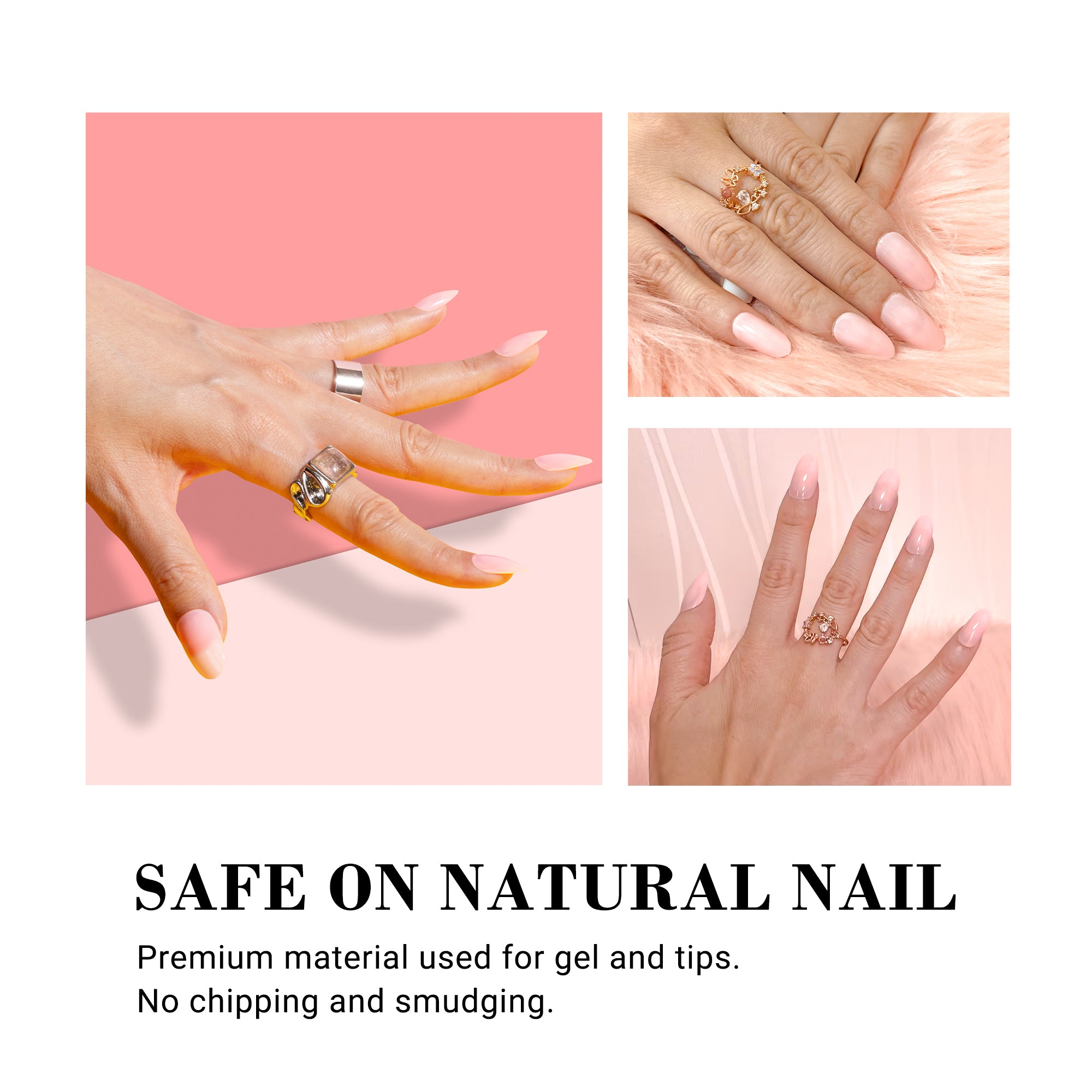 Acrylic Press On Nails - Short Almond Shape Fantasy Pink - 图片5