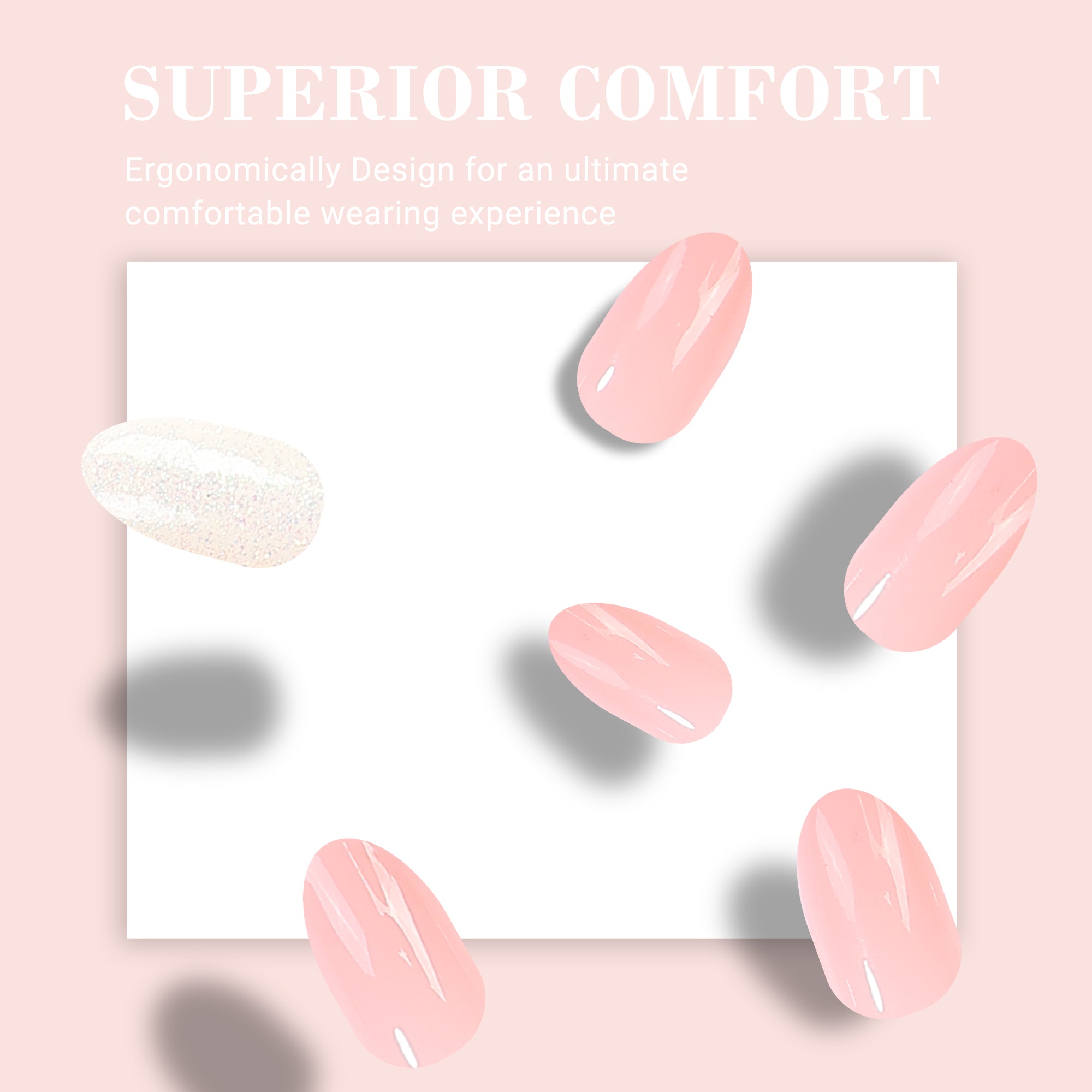 Acrylic Press On Nails - Short Almond Shape Fantasy Pink - 图片4