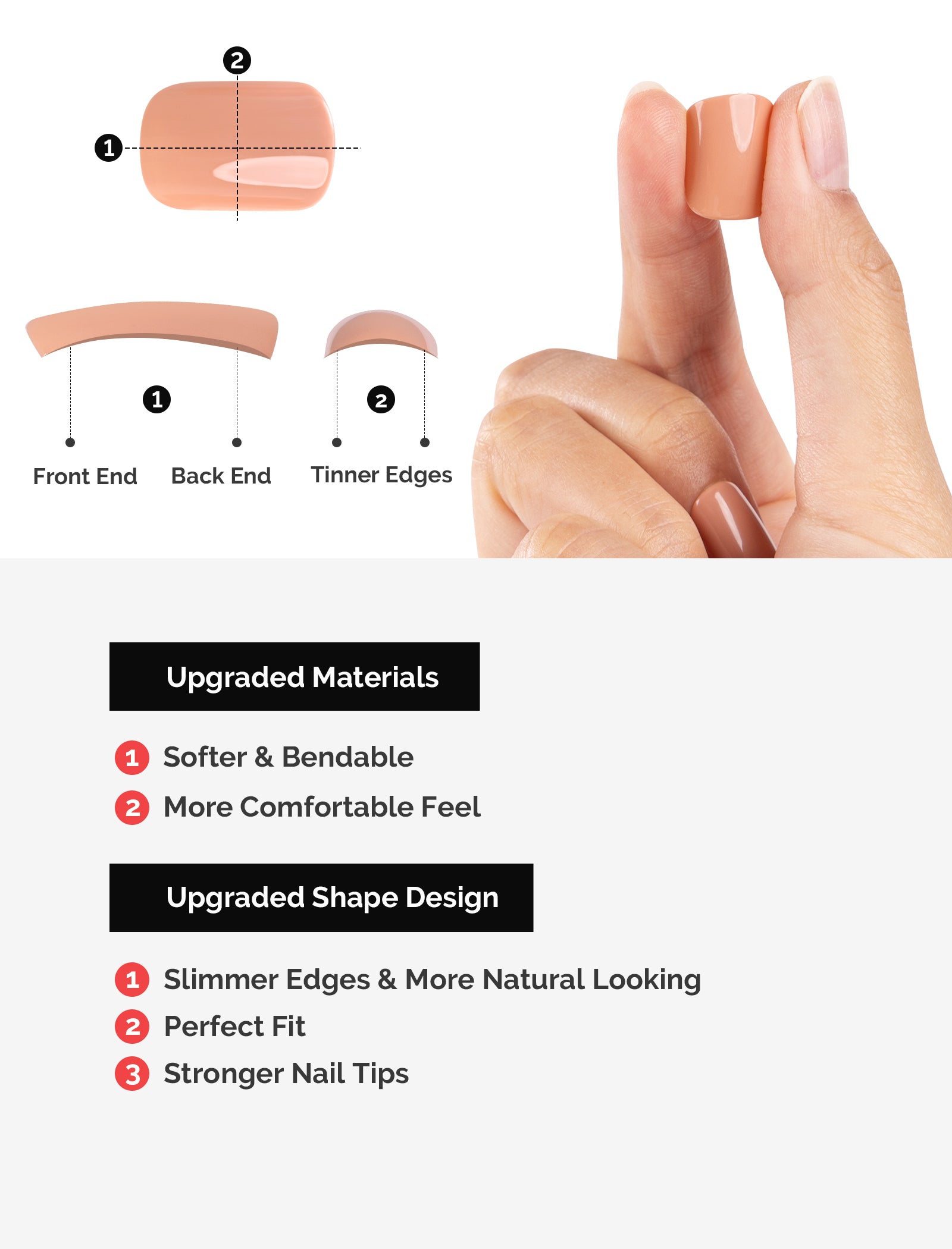 Acrylic Press On Nails - Short Square Nude Pink (US ONLY) - 图片6