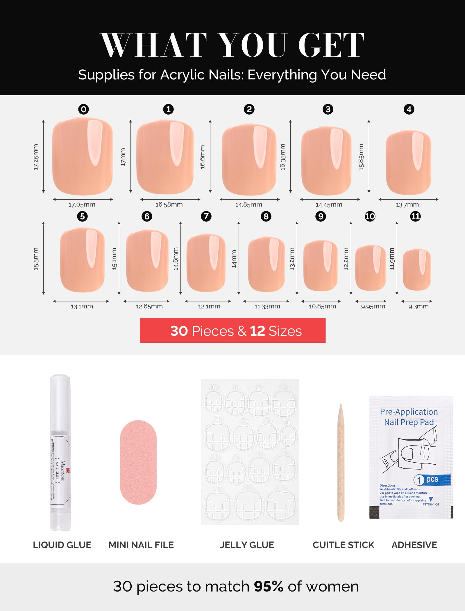 Acrylic Press On Nails - Short Square Nude Pink (US ONLY) - 图片4
