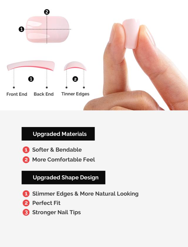 Acrylic Press On Nails - Short Square Pink Ombre (US ONLY)