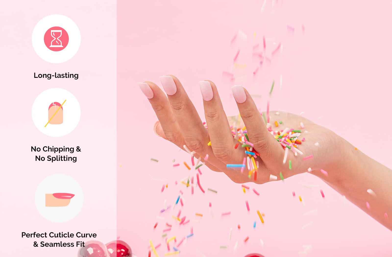 Acrylic Press On Nails - Short Square Pink Ombre (US ONLY) - 图片6