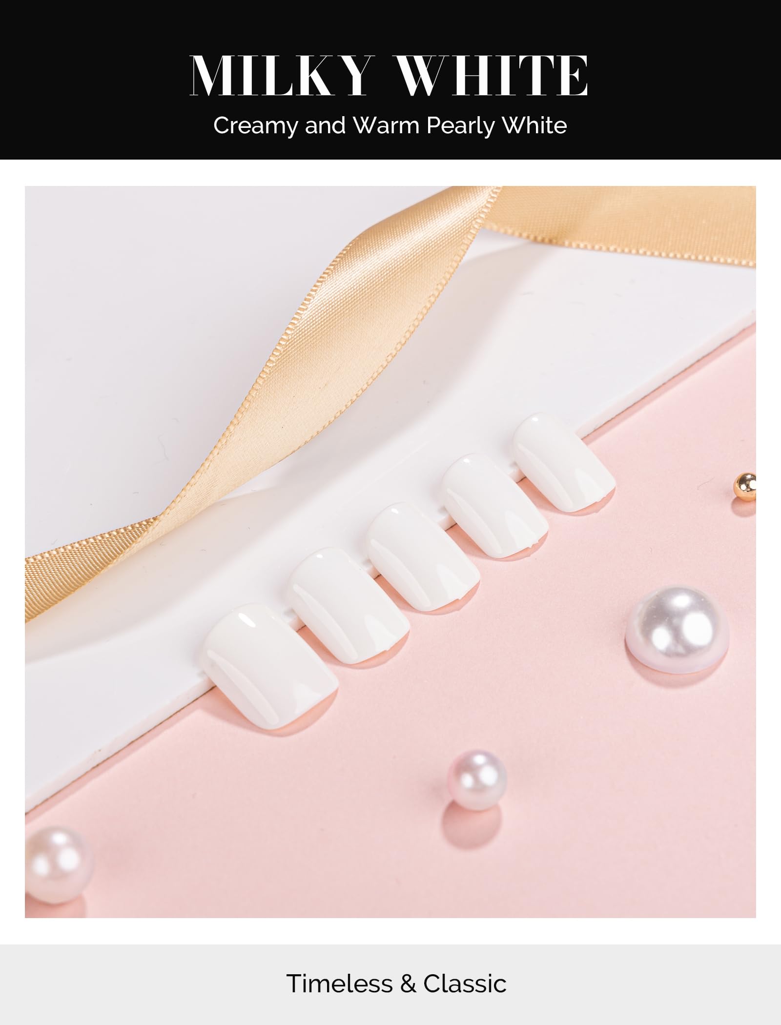 Acrylic Press On Nails - Short Square Pure White (US ONLY) - 图片2