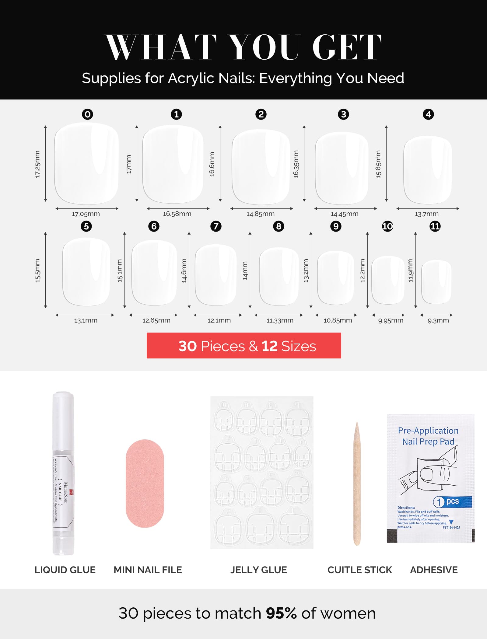 Acrylic Press On Nails - Short Square Pure White (US ONLY) - 图片4