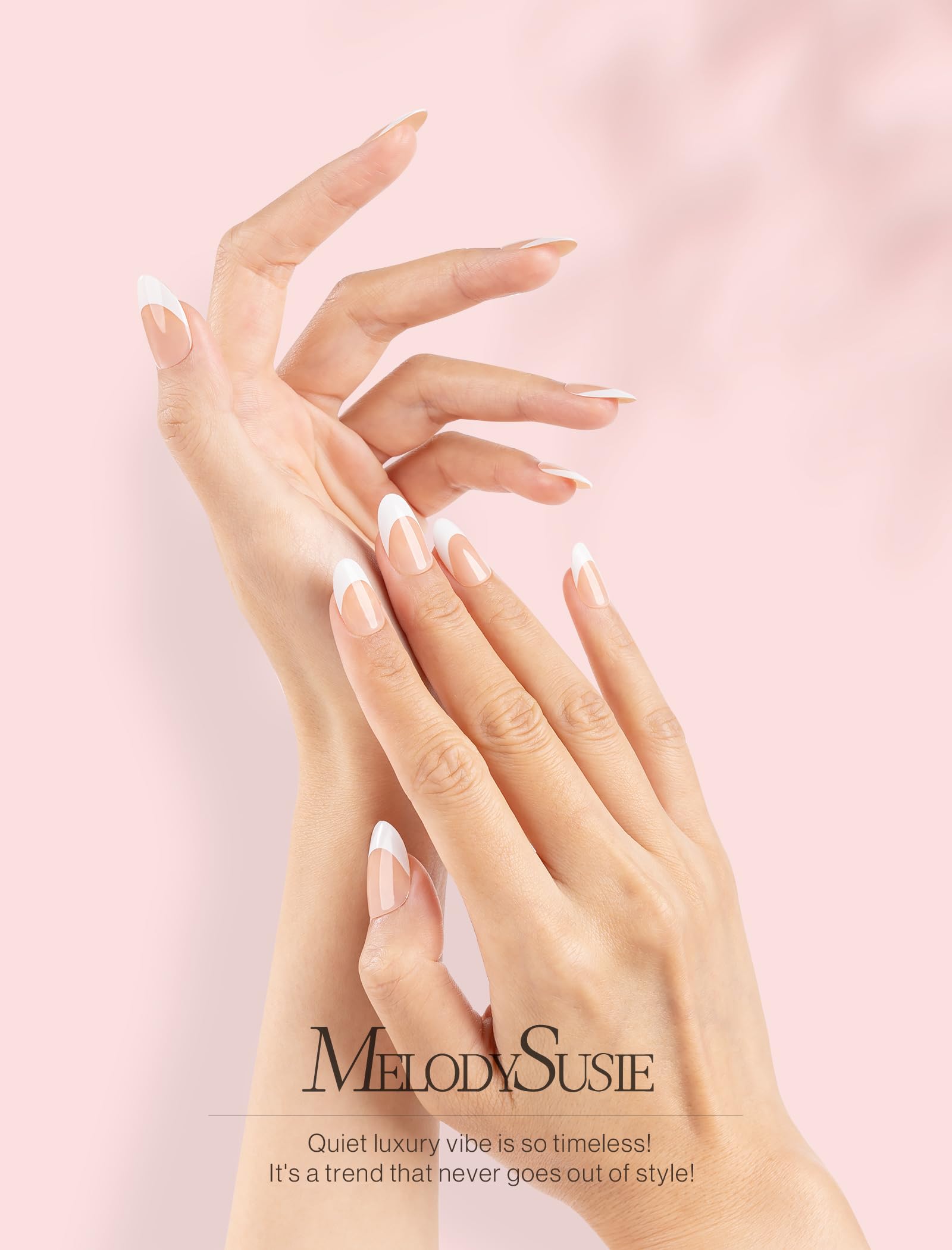 Acrylic Press On Nails - Short Square White French (US ONLY) - 图片3