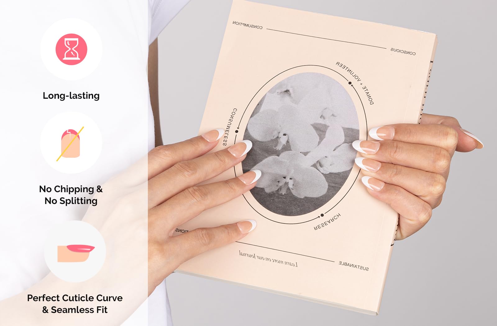 Acrylic Press On Nails - Short Square White French (US ONLY) - 图片7