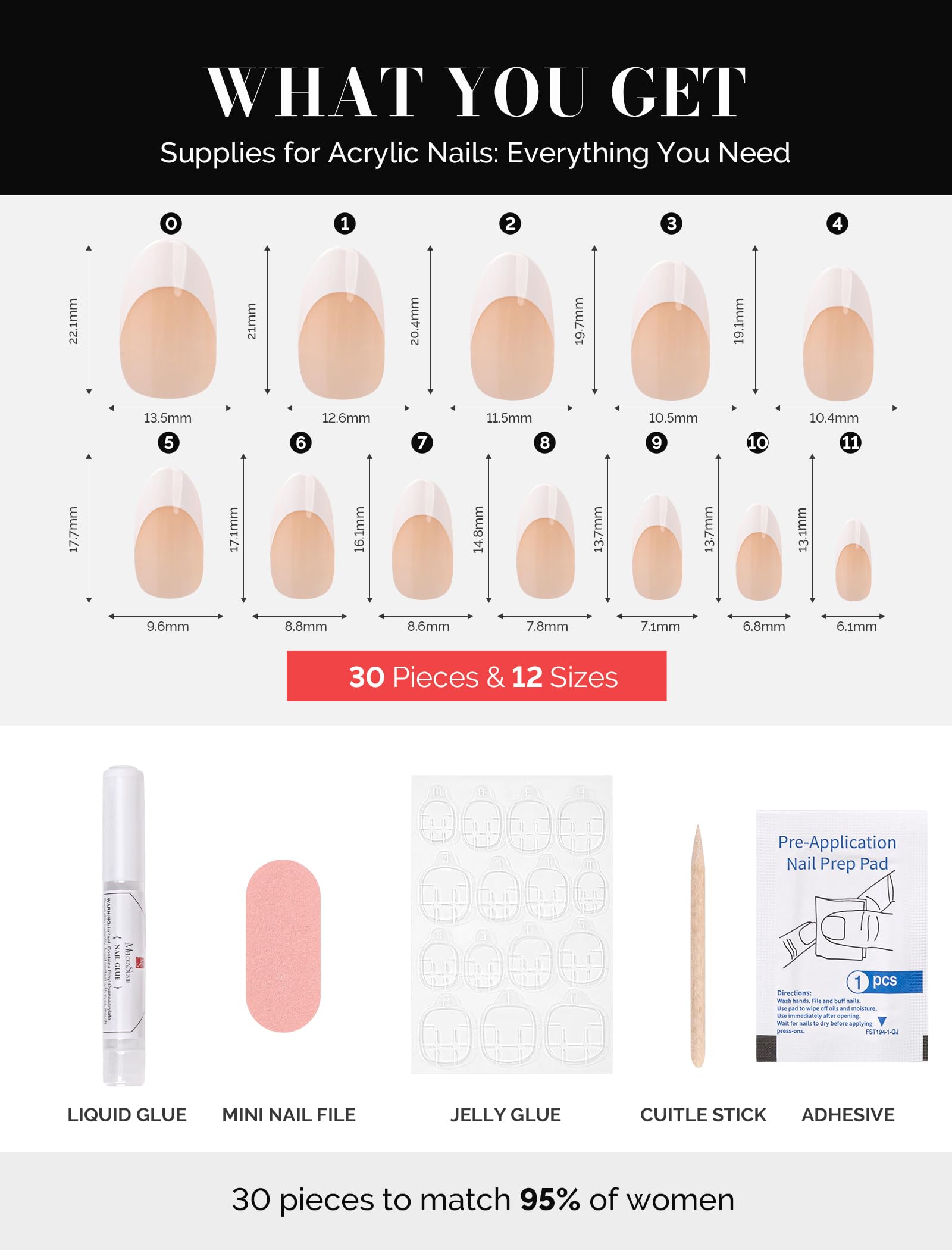 Acrylic Press On Nails - Short Square White French (US ONLY) - 图片5