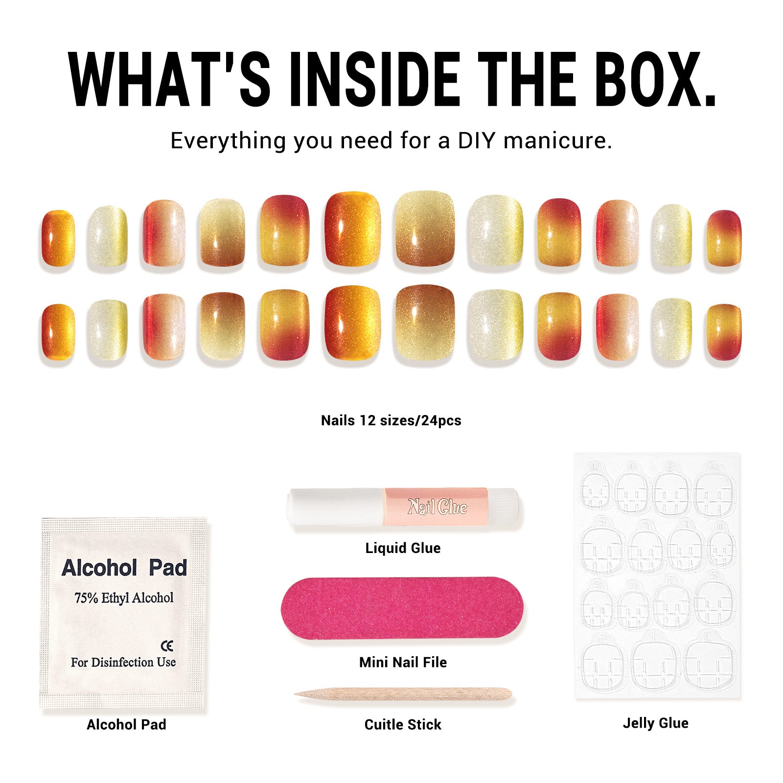 Autumn Halo Cat Eye Press On Nails Kit - US ONLY - 图片4