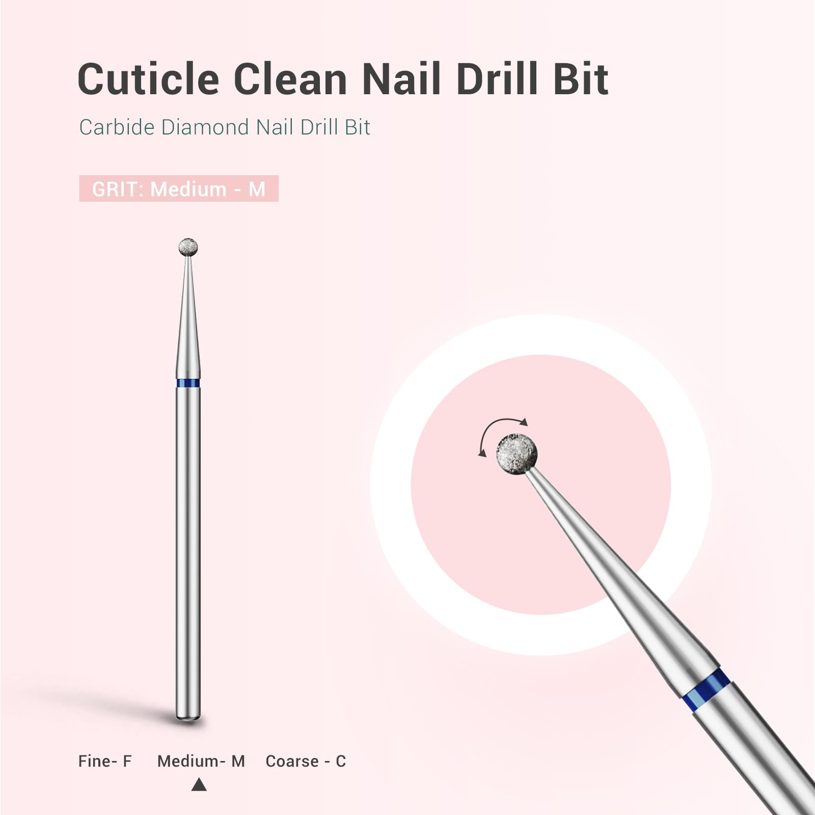 Ball Shape Cuticle Clean Carbide Diamond Nail Drill Bit - 图片2