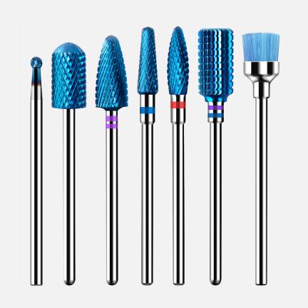 Blue Carbide Nail Drill Bits Set (7pcs)