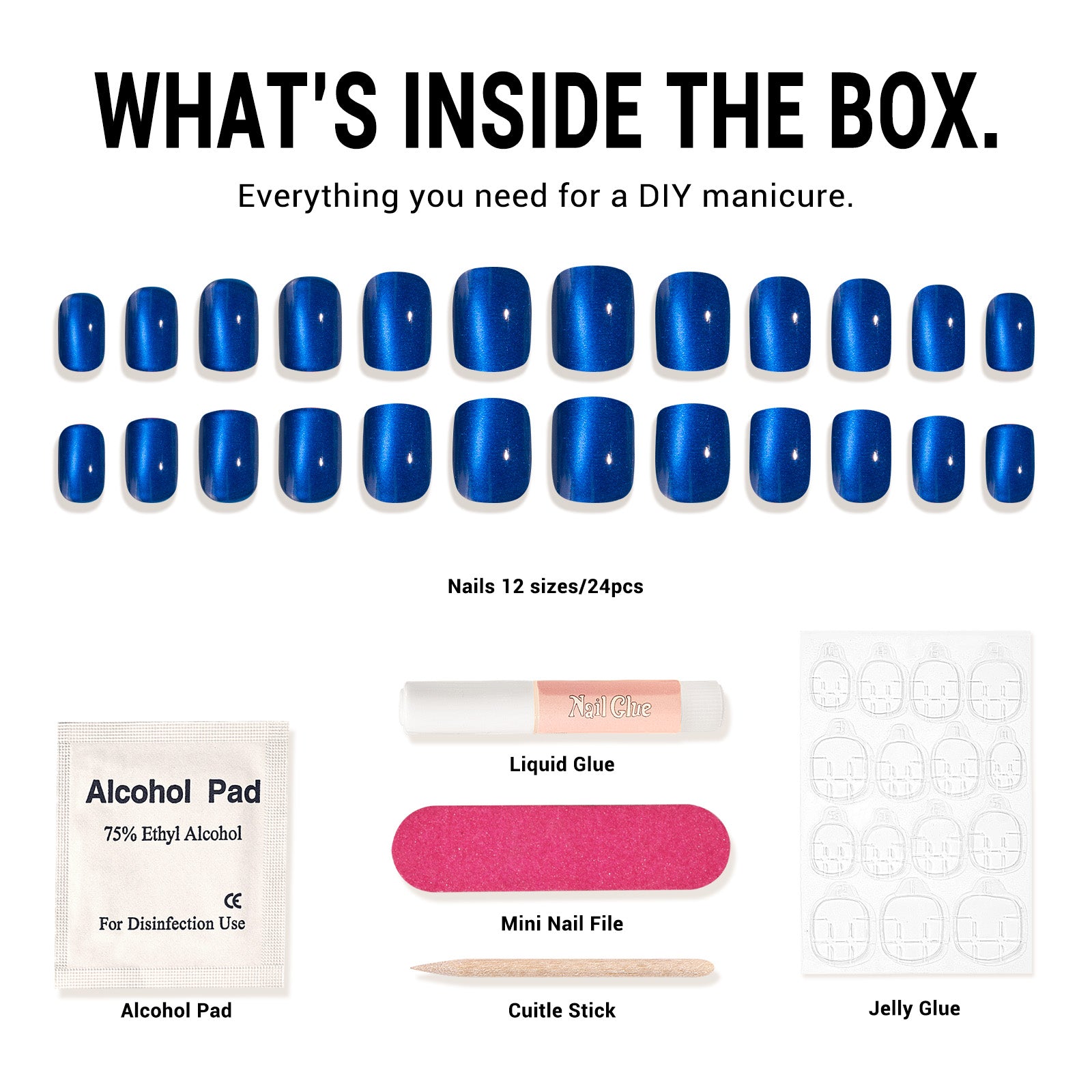 Blue Cat Eye Press On Nails Kit - US ONLY - 图片5