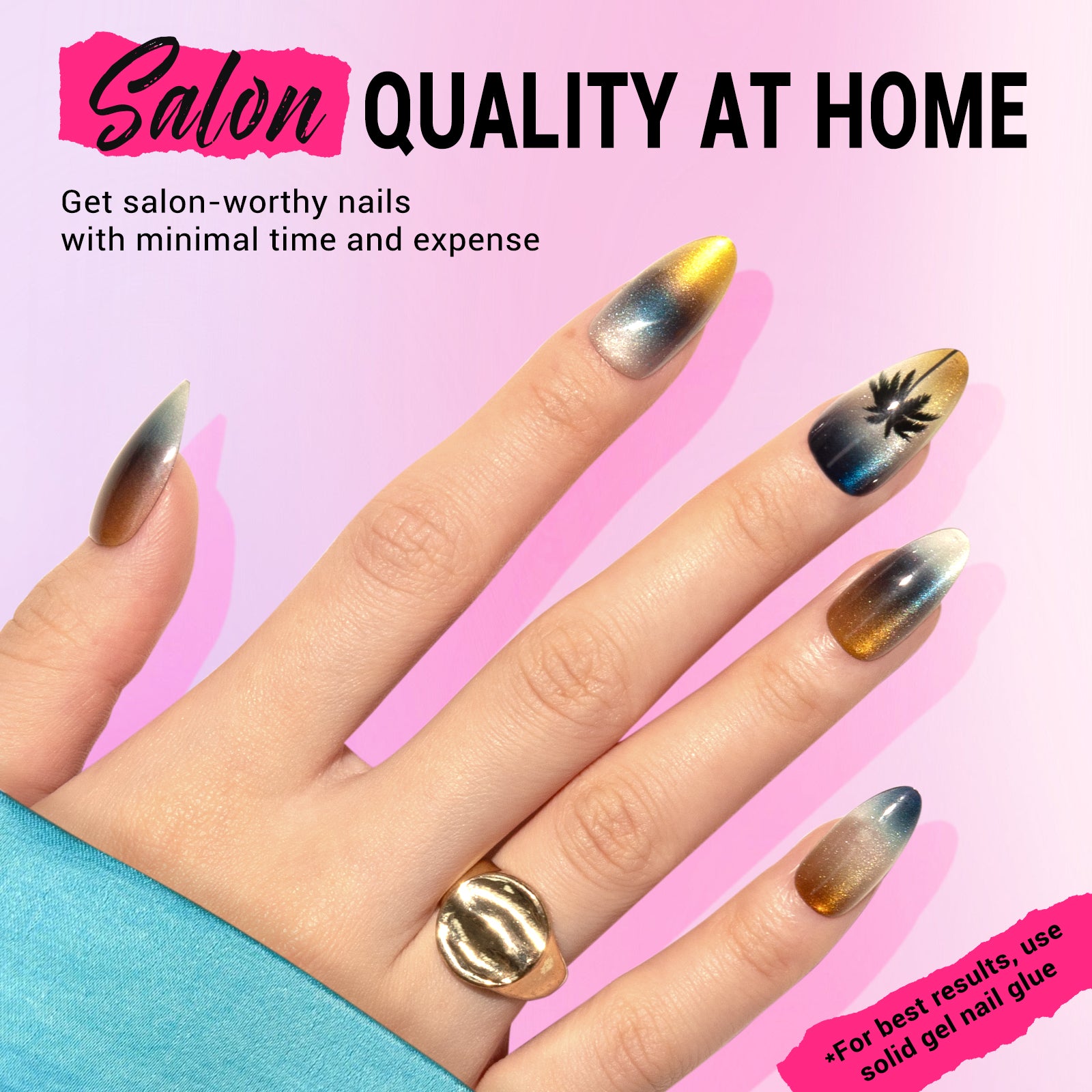 California Seaside Cat Eye Press On Nails Kit - US ONLY - 图片4