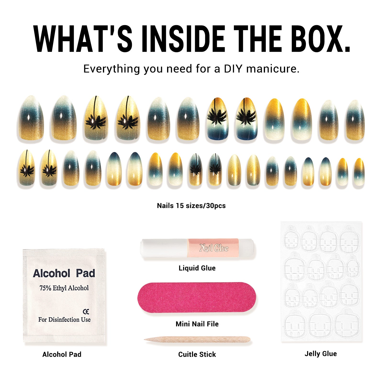 California Seaside Cat Eye Press On Nails Kit - US ONLY - 图片5