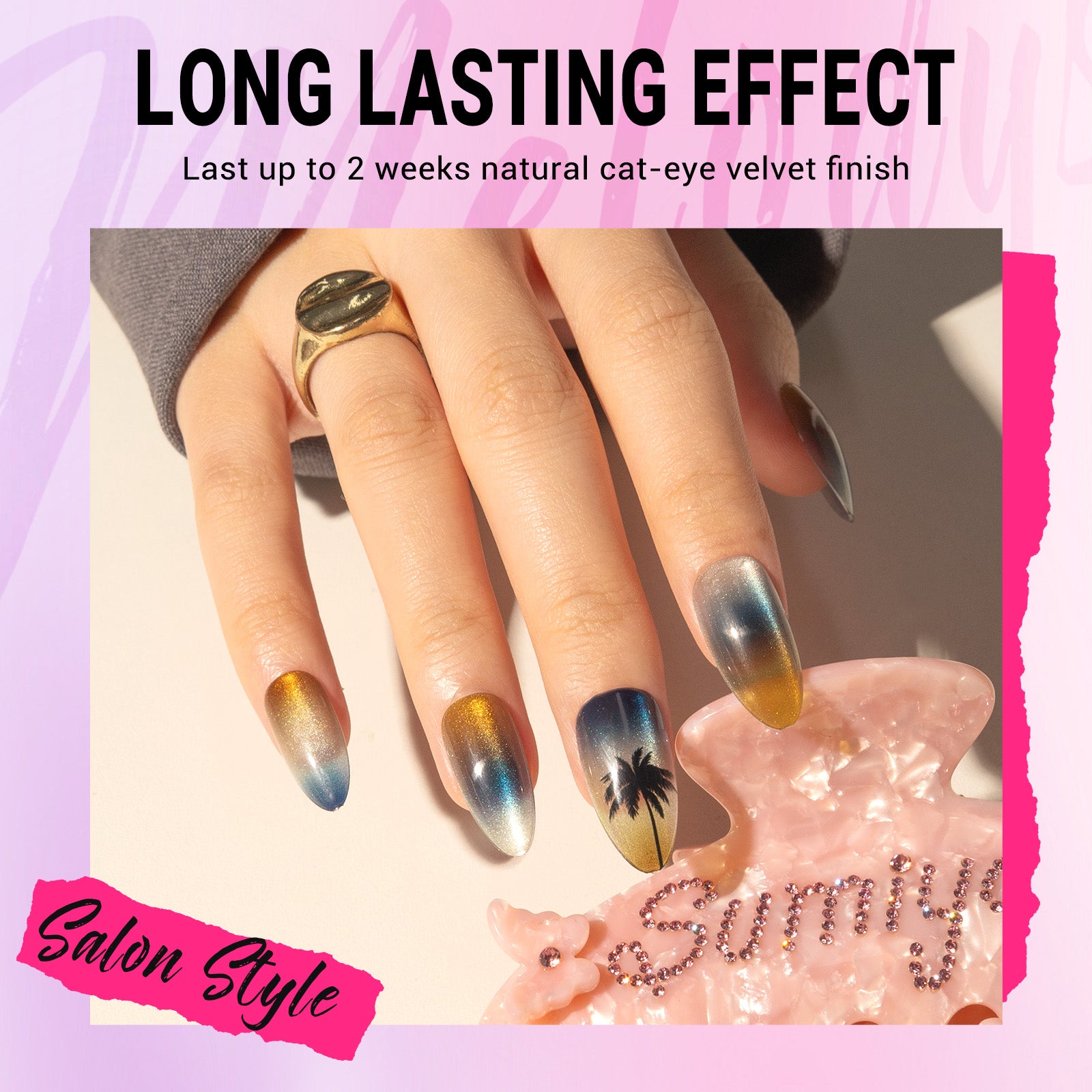 California Seaside Cat Eye Press On Nails Kit - US ONLY - 图片6