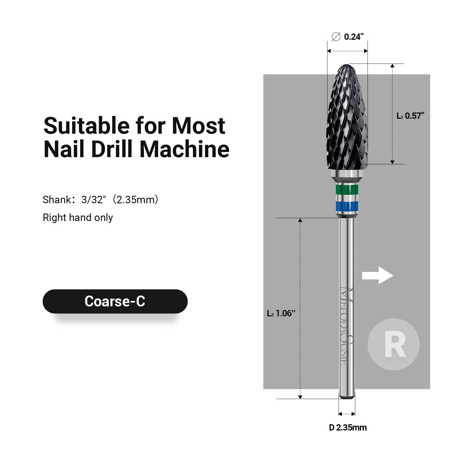 Ceramic Nail Drill Bit Black - 图片2