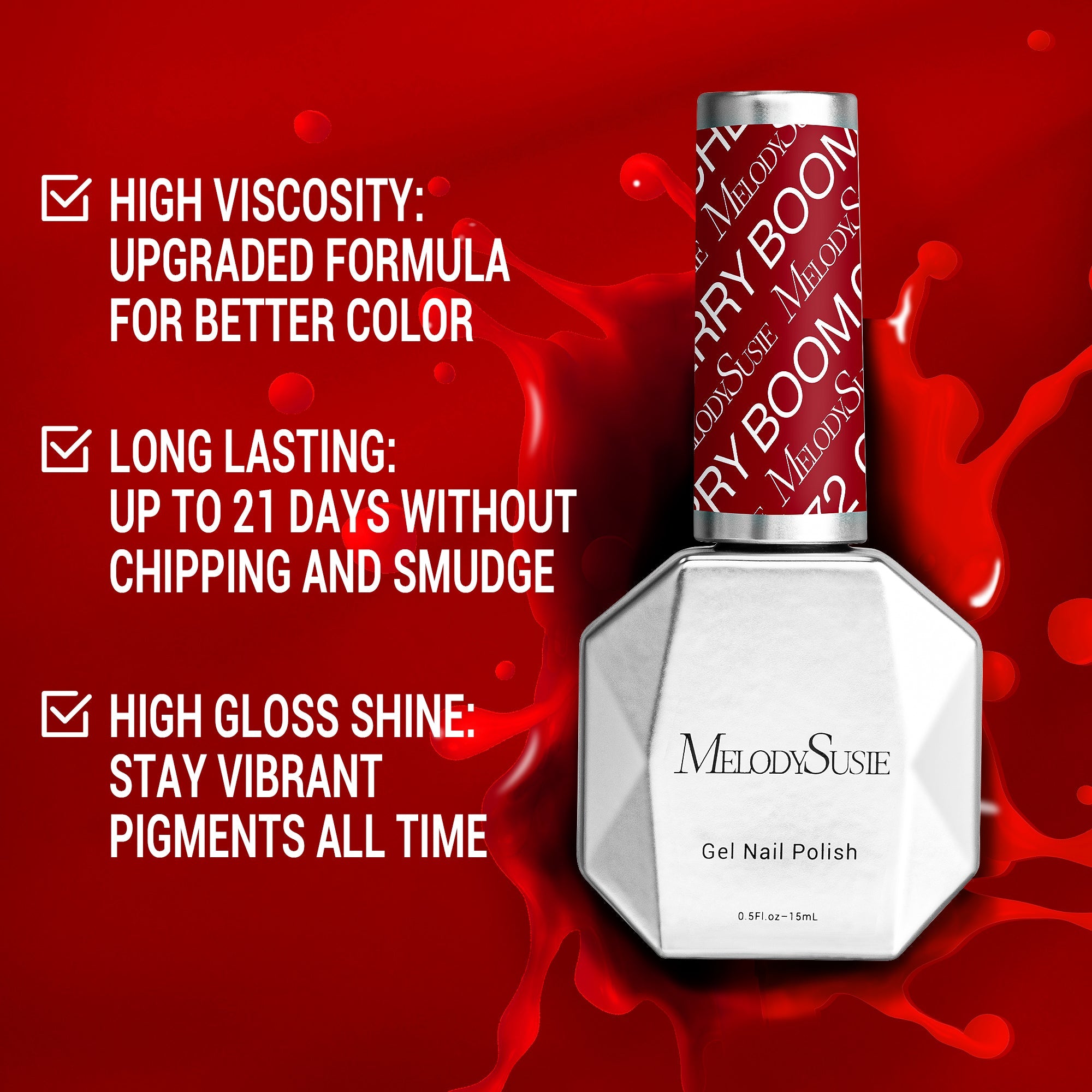 072 Cherry Boom - TPO-Free Thick Nail Gel Polish(15ml) - 图片3