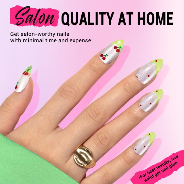 Cherry Press On Nails Kit - US ONLY