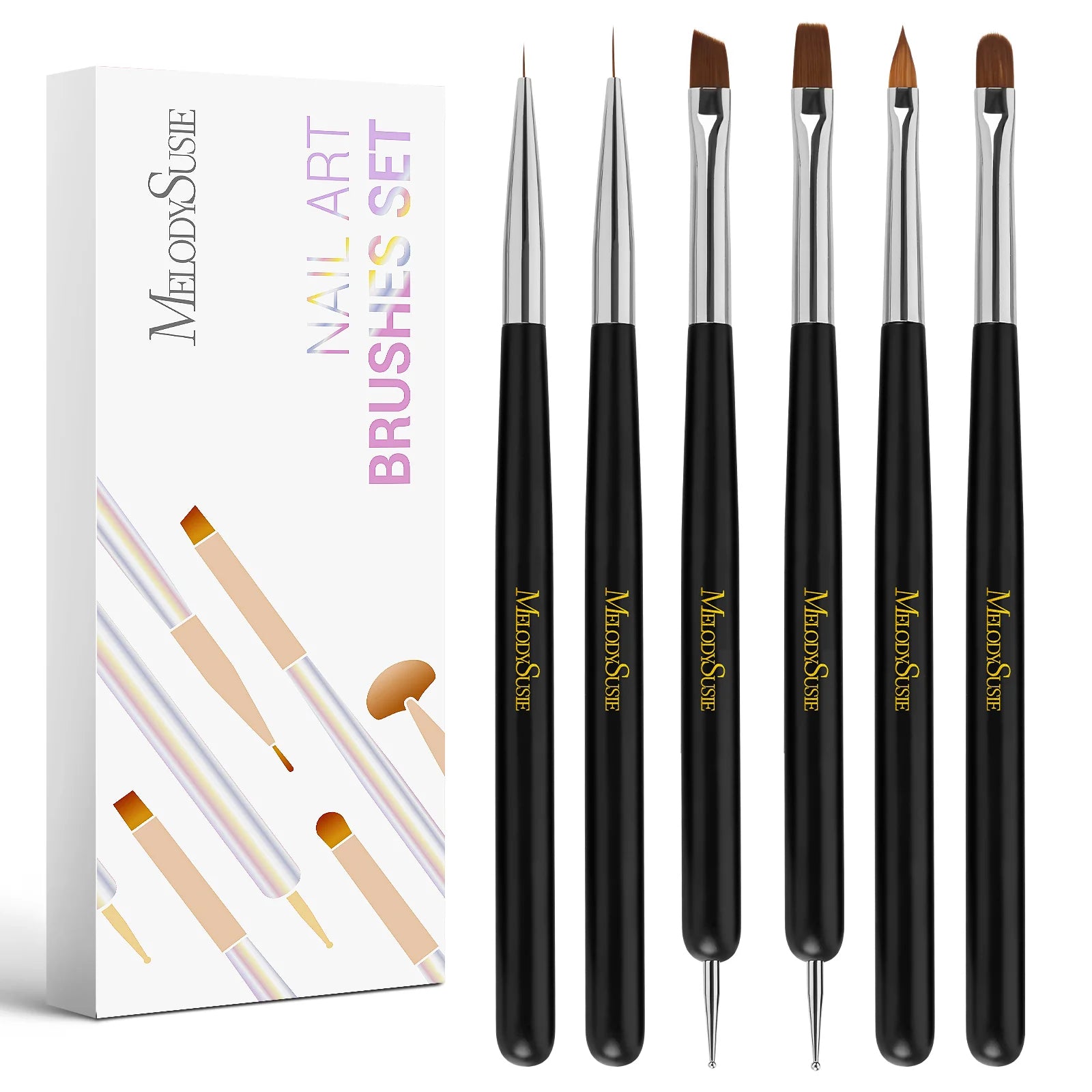 Color Nail Art Brushes Set (6Pcs) - 图片10