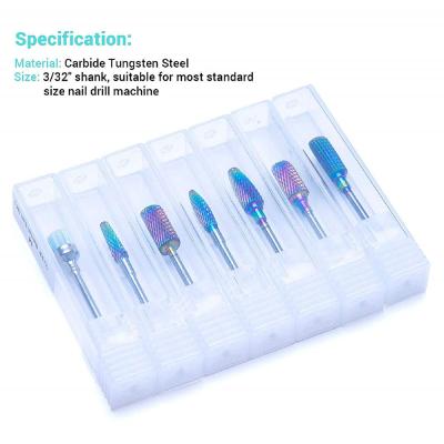 Colorful Tungsten Carbide Nail Drill Bits Set (7pcs)
