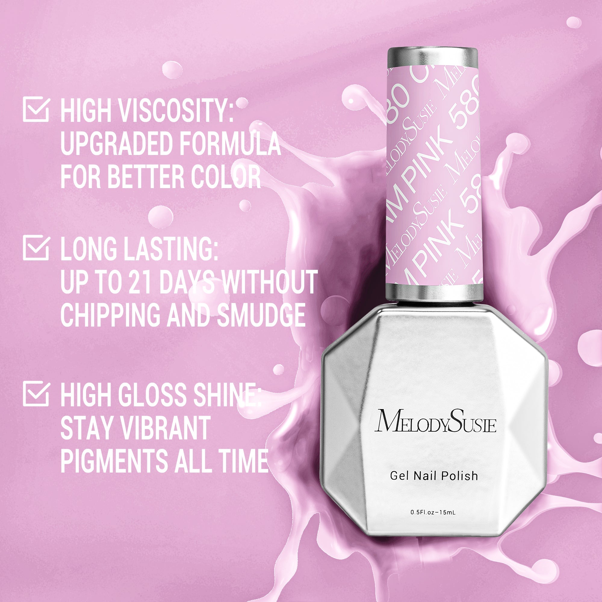 580 Cream Pink - TPO-Free Thick Nail Gel Polish(15ml) - 图片3