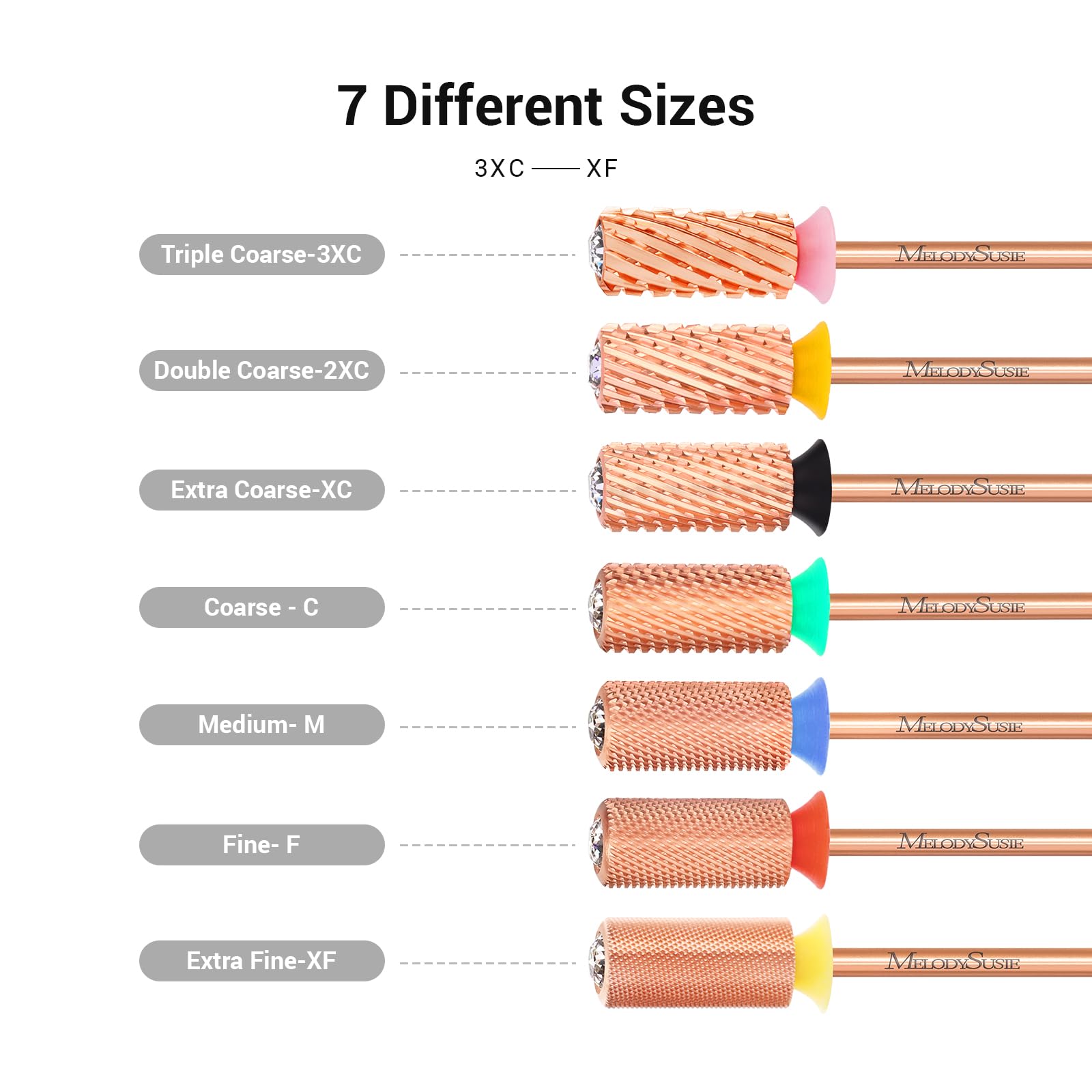 Crystal Top Large Barrel Carbide Nail Drill Bit (Rose-Gold) - 图片3